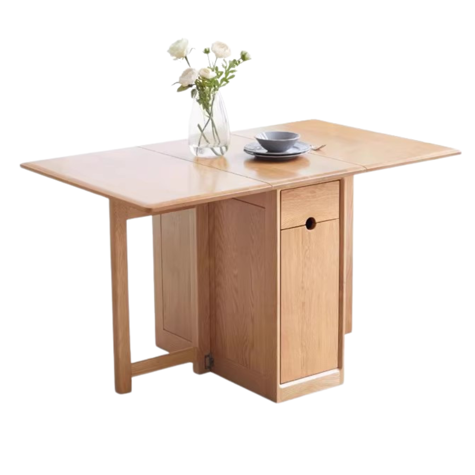 Ash, Oak Solid Wood Folding Dining Table