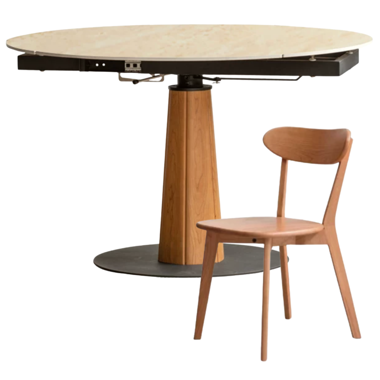 Cherry, Black Walnut, Ash Solid Wood Folding Retro Rock Plate Dining Table