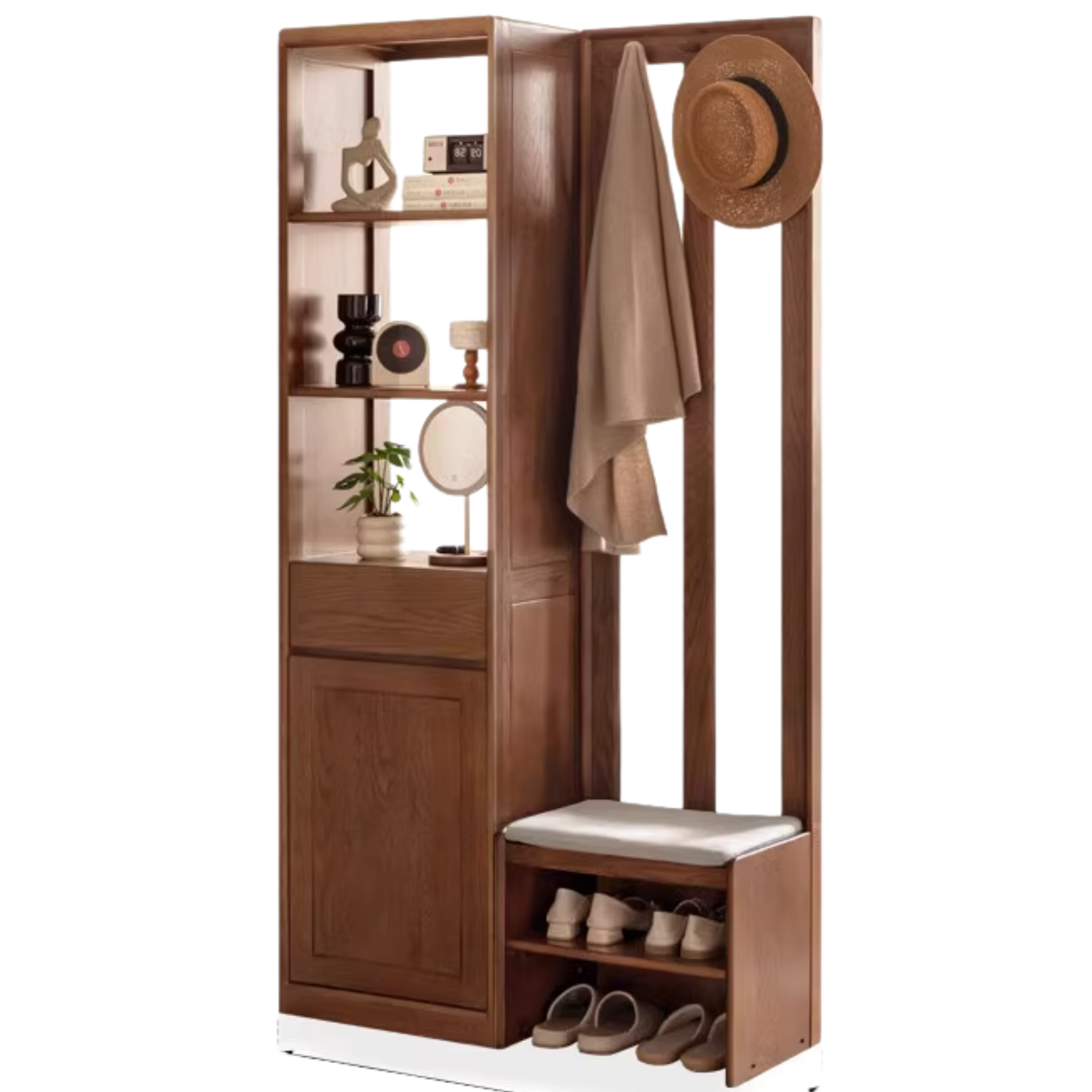 Oak Solid Wood Porch Cabinet Shoe Cabinet Integrated