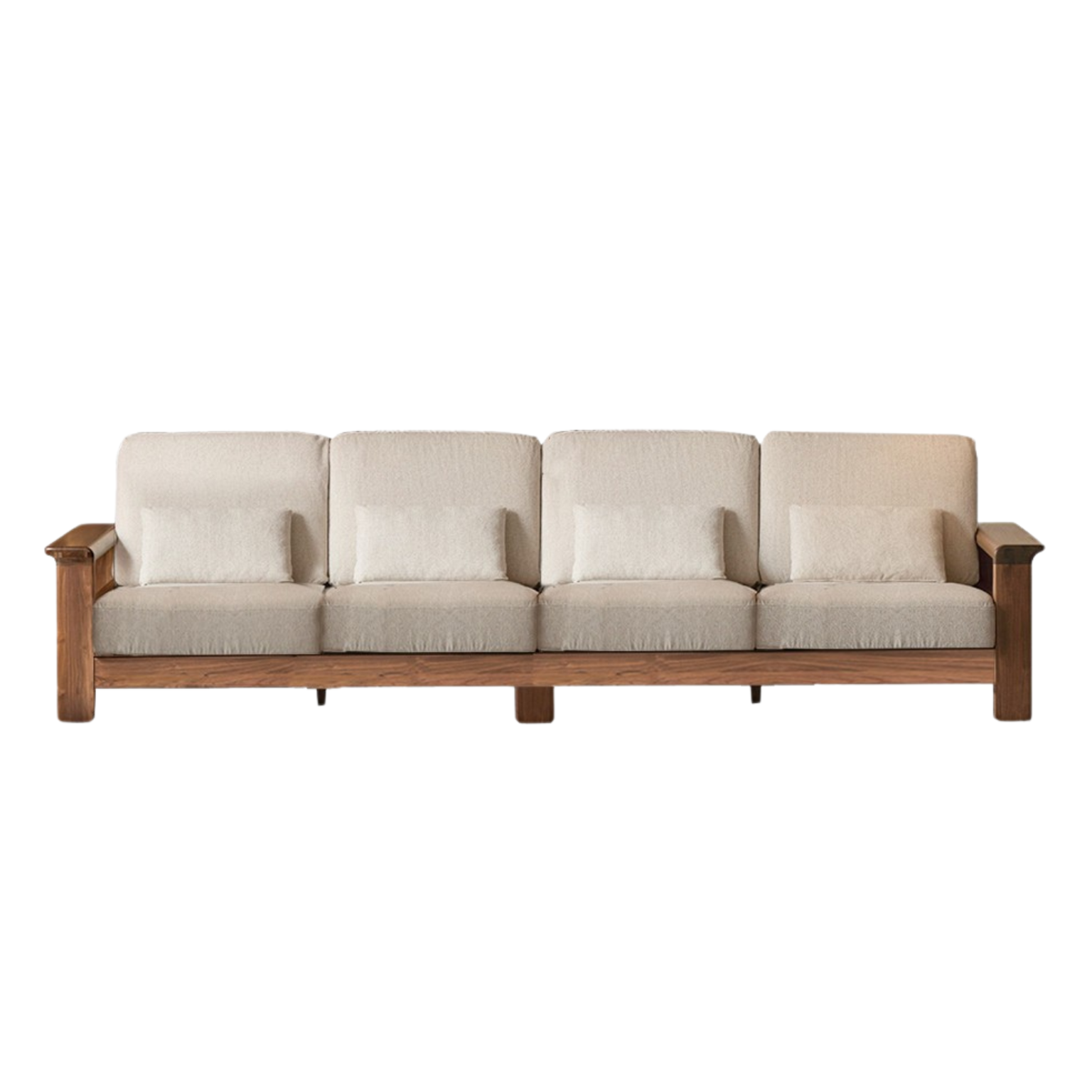 Black Walnut Solid Wood Modern Straight Sofa.