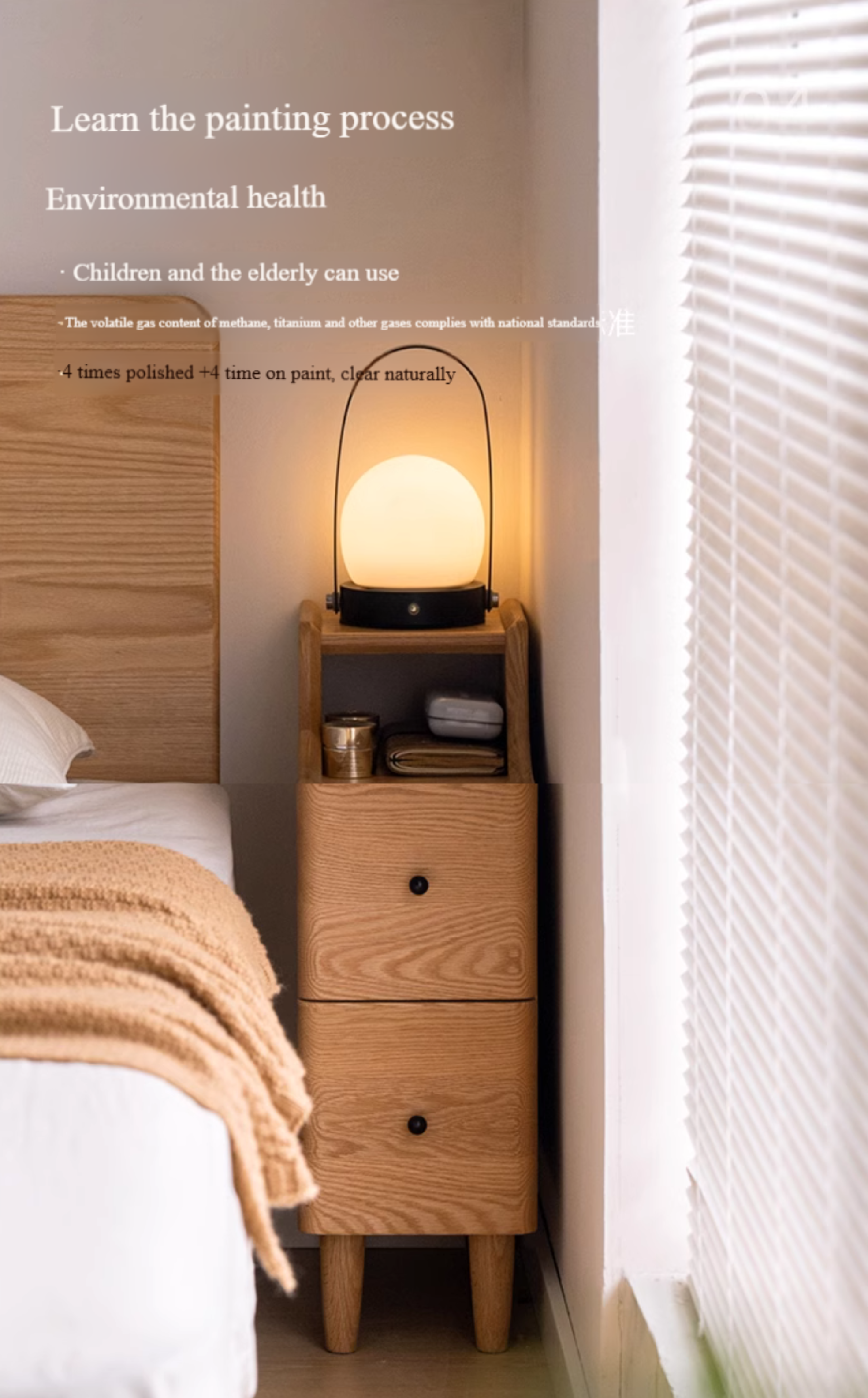 Ash, Oak Solid Wood, Solid RubberWood Modern Nightstand.