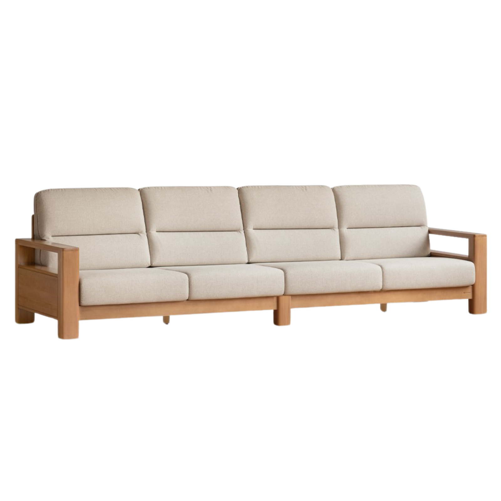 Poplar Solid Wood Sofa Modern Simple High Back Fabric Sofa