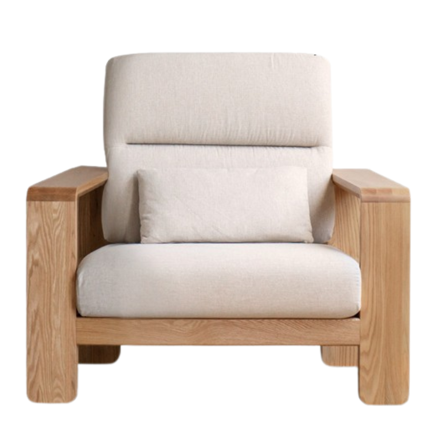 Oak Solid Wood Modern Log Style Corner Fabric Sofa.