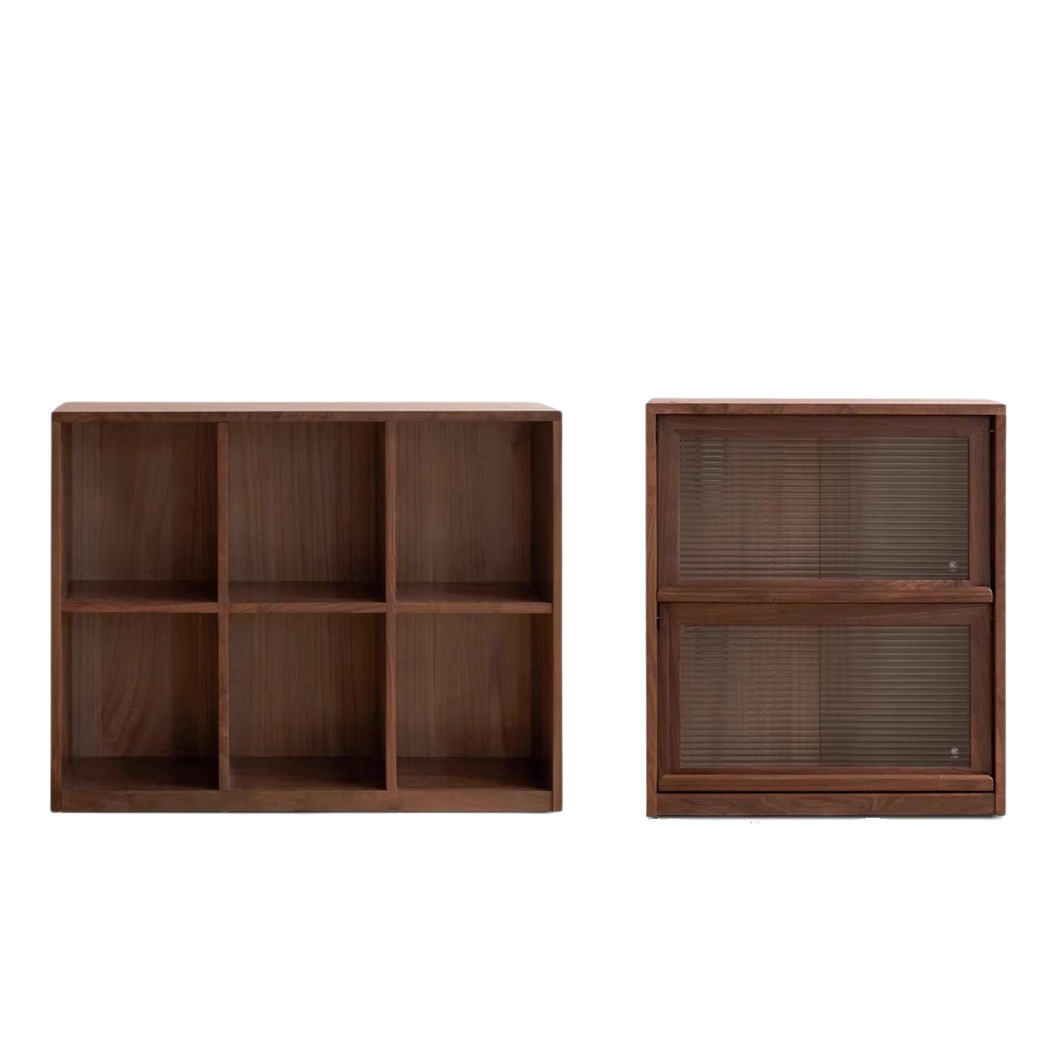 Black Walnut, Rubberwood Solid Wood Low Bookshelf Combination Floor-Standing Cabinet