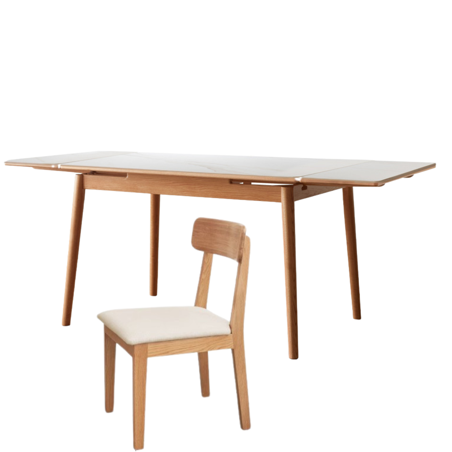 Oak Solid Wood Retractable Large Tabletop Dining Table