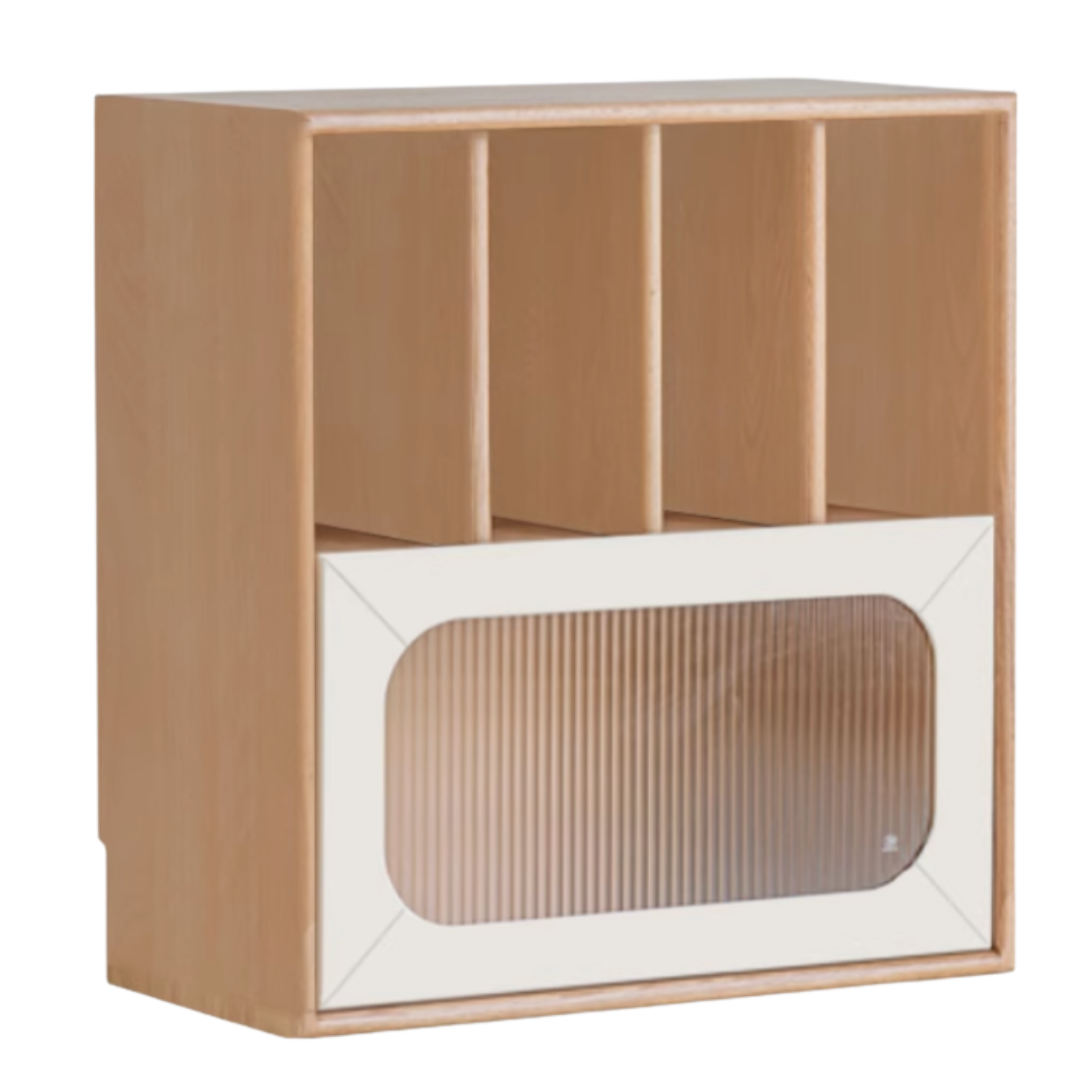 Oak, Beech Solid Wood Cream Style Module Combination Bookcase