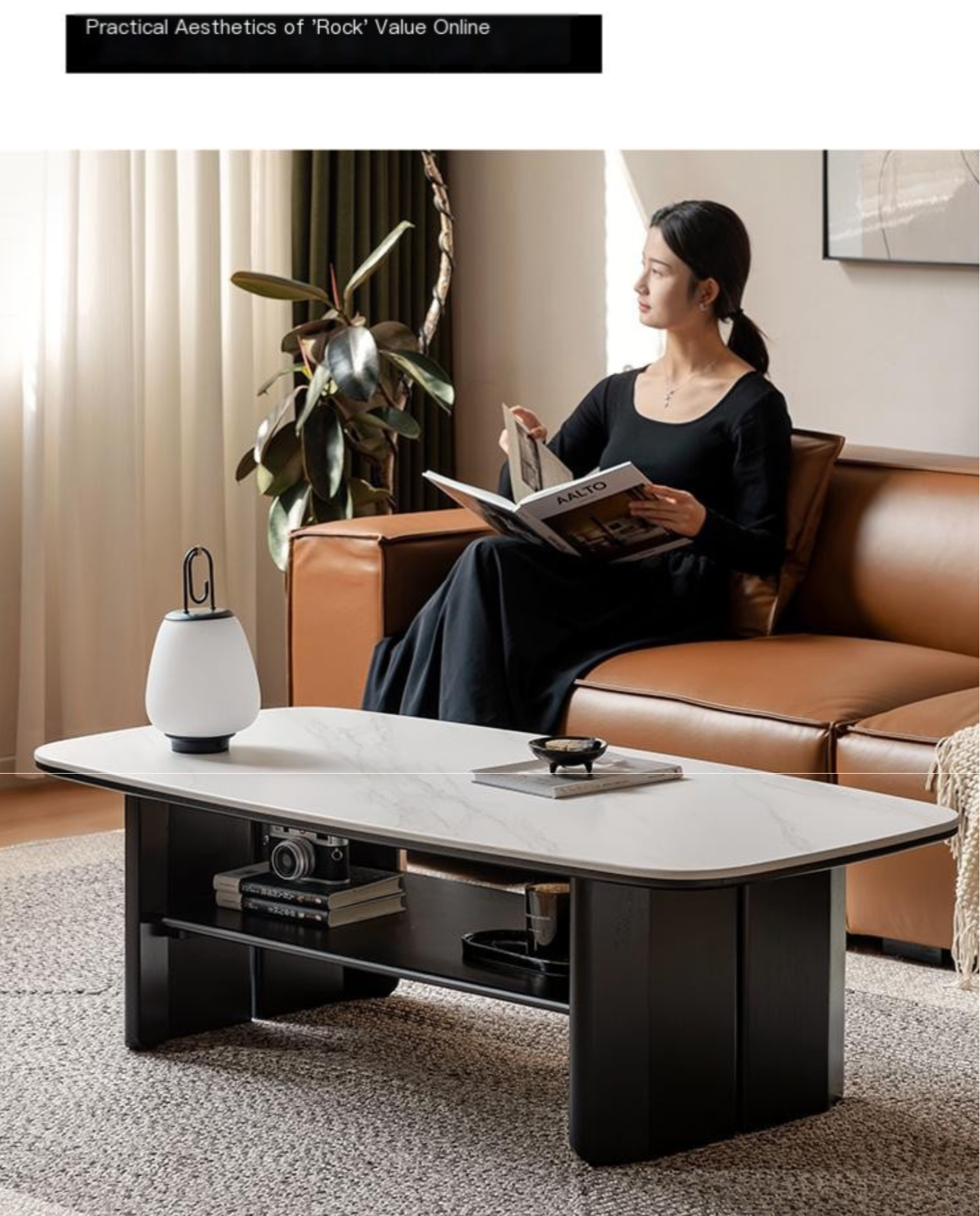 Rubberwood Italian Light Luxury Coffee Table.