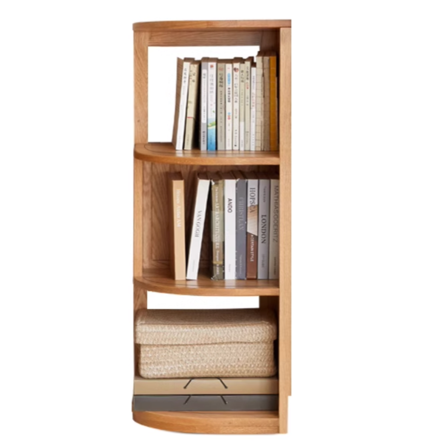 Ash, Oak, Rubbber Solid Wood Corner Bookshelf