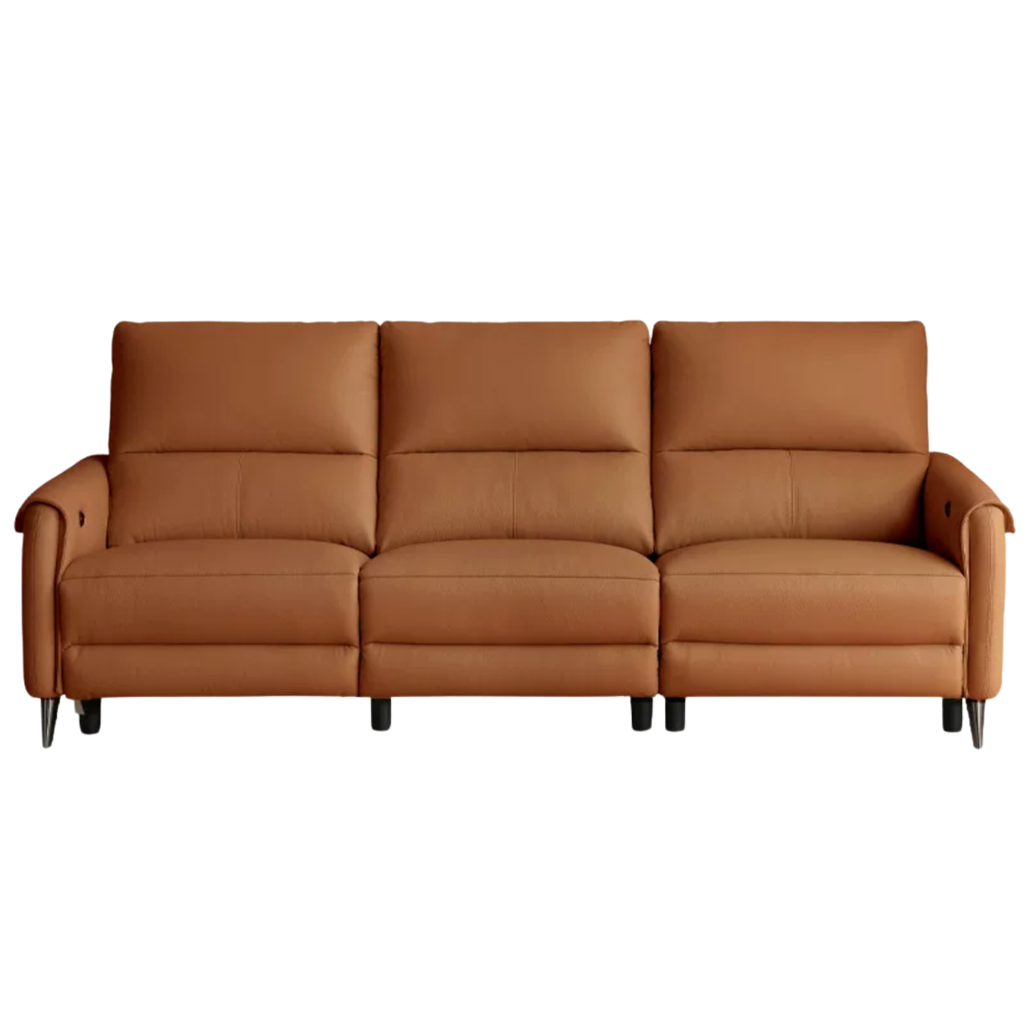 Genuine Leather Power Reclining Sofa with Wall-Hugger Track Arms