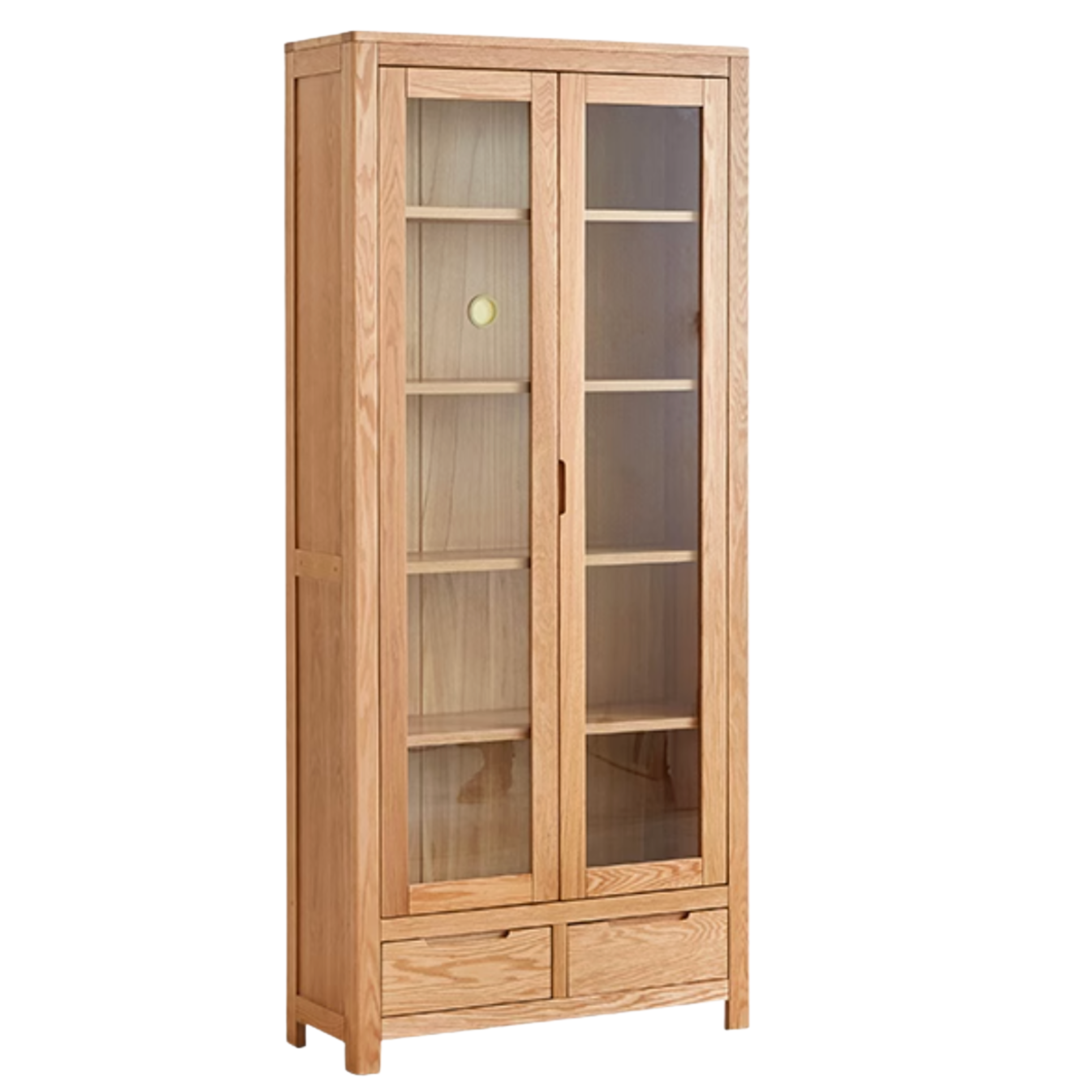 Oak, Rubberwood Solid Wood Drawer Bookcase