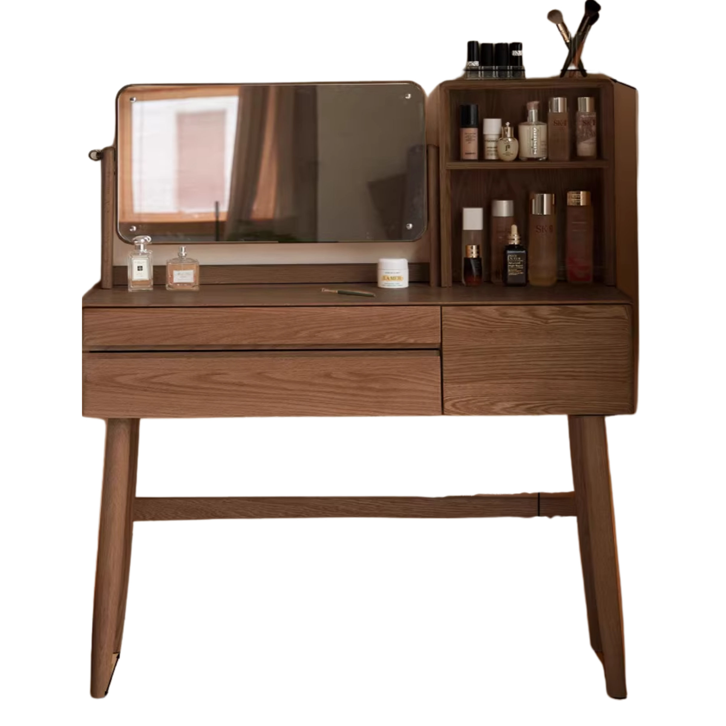 Oak, Beech Solid Wood Nordic Style Dressing Table.
