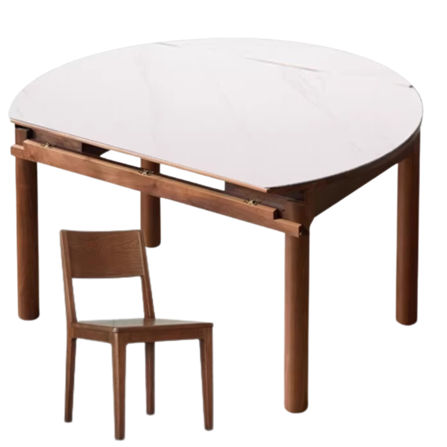 Black Walnut, Ash, Oak Solid Wood Folding Round Dining Table