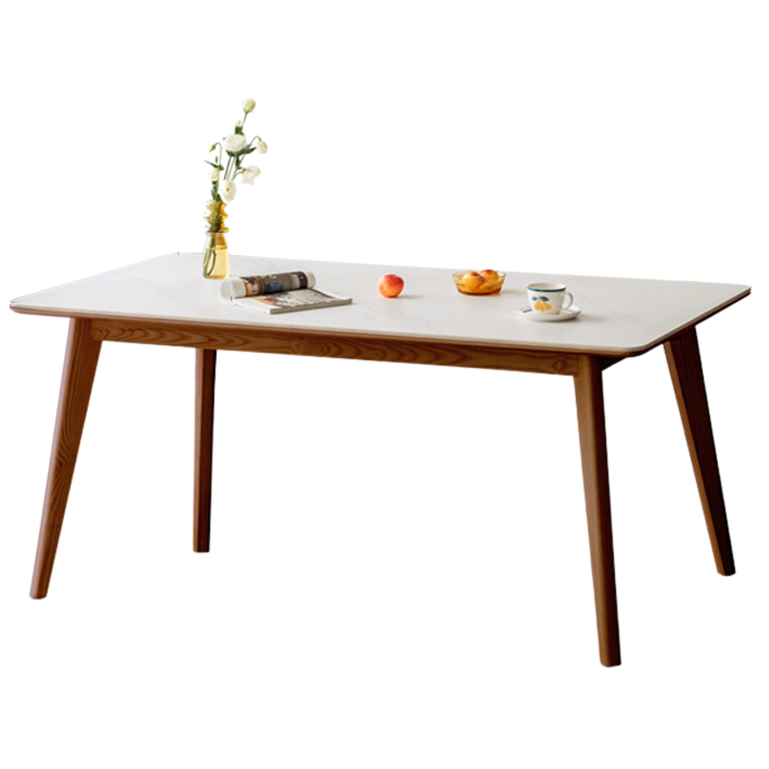 Ash, Oak Solid Wood Modern Rock Plate Dining Table