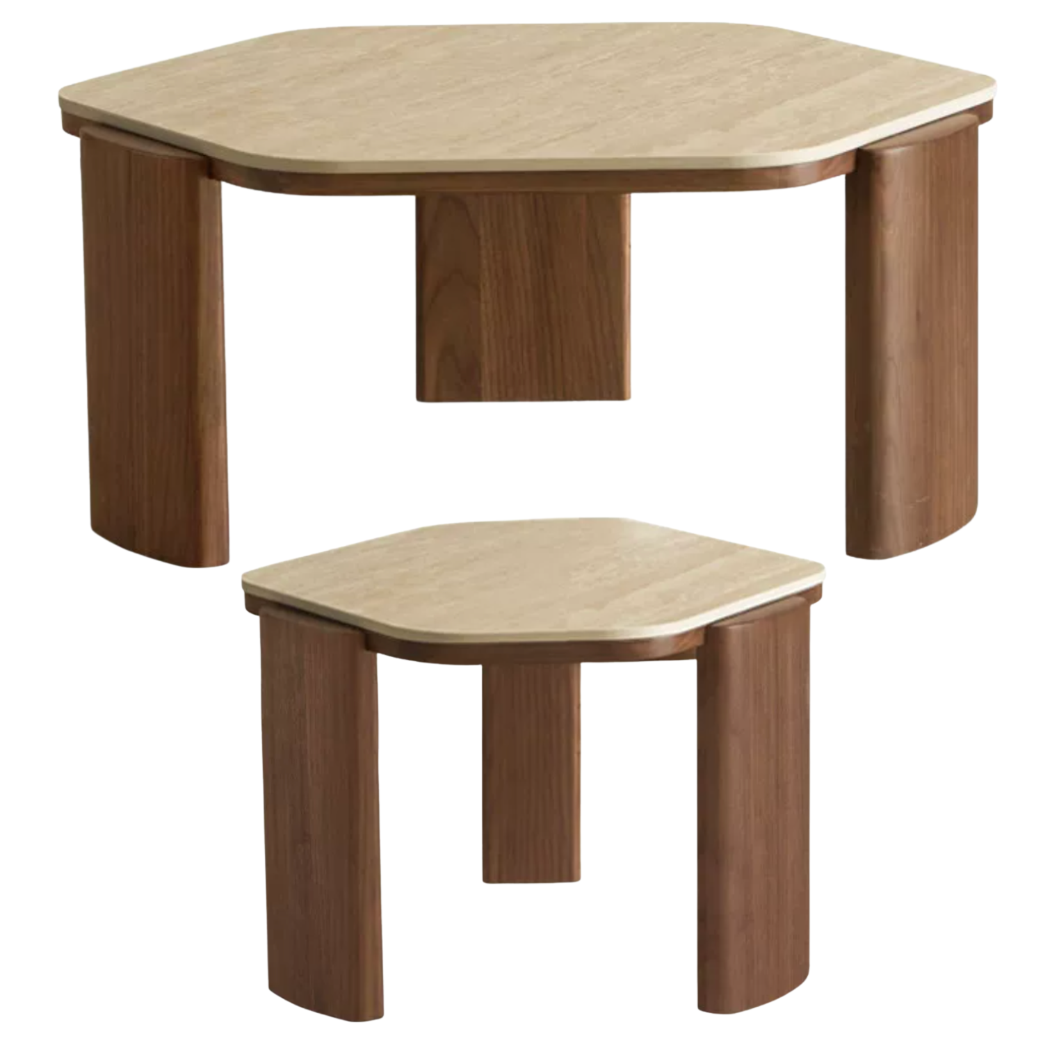 Sandalwood, Black Walnut Solid Wood Rock Plate Coffee Table