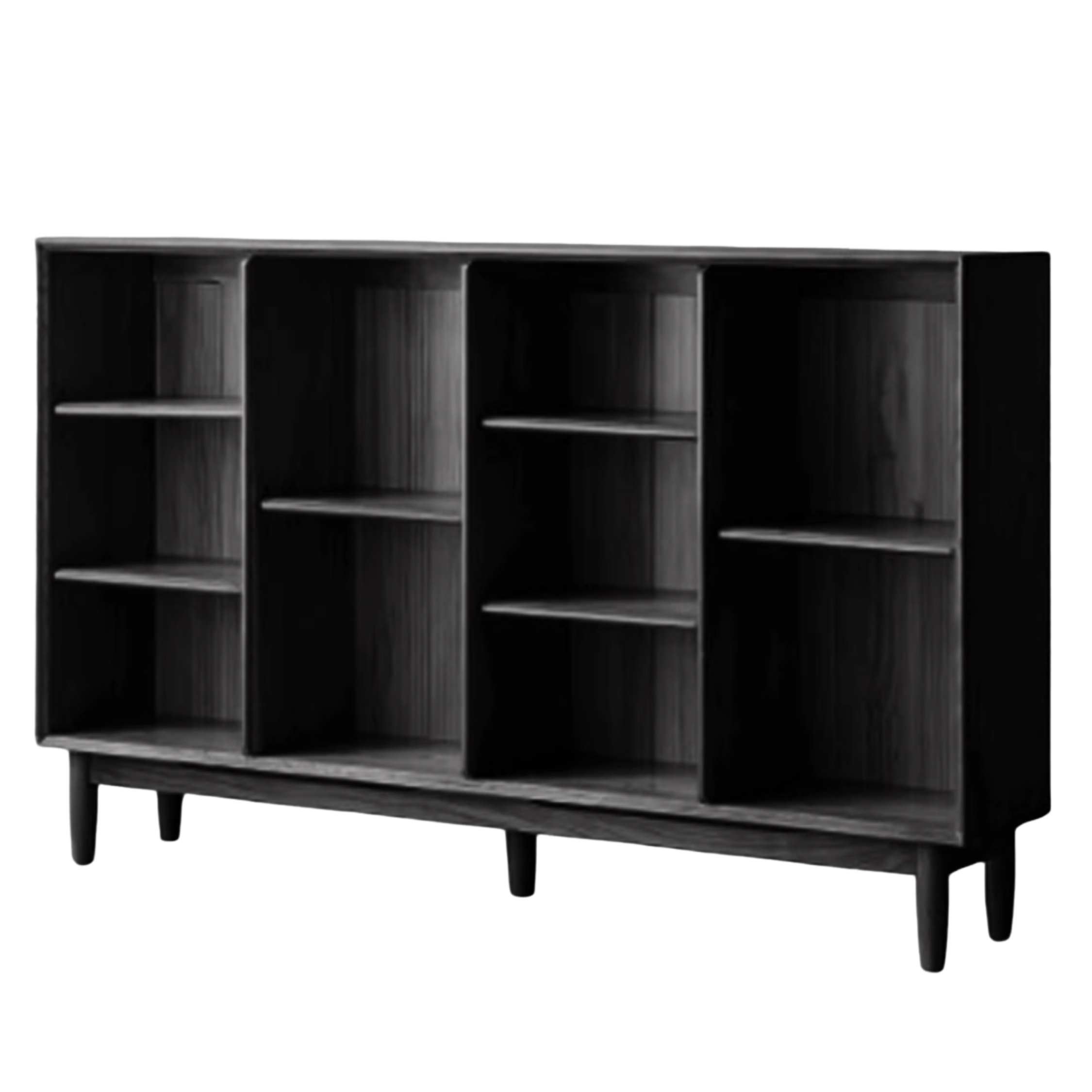 Oak, Ash Solid Wood Black Modern Bookcase