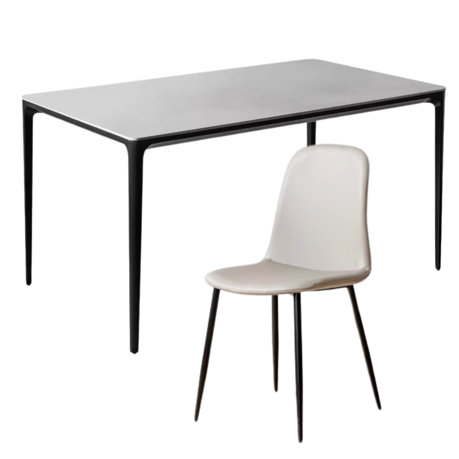 Rock Slab+Metal Italian Light Luxury Black Dining Table
