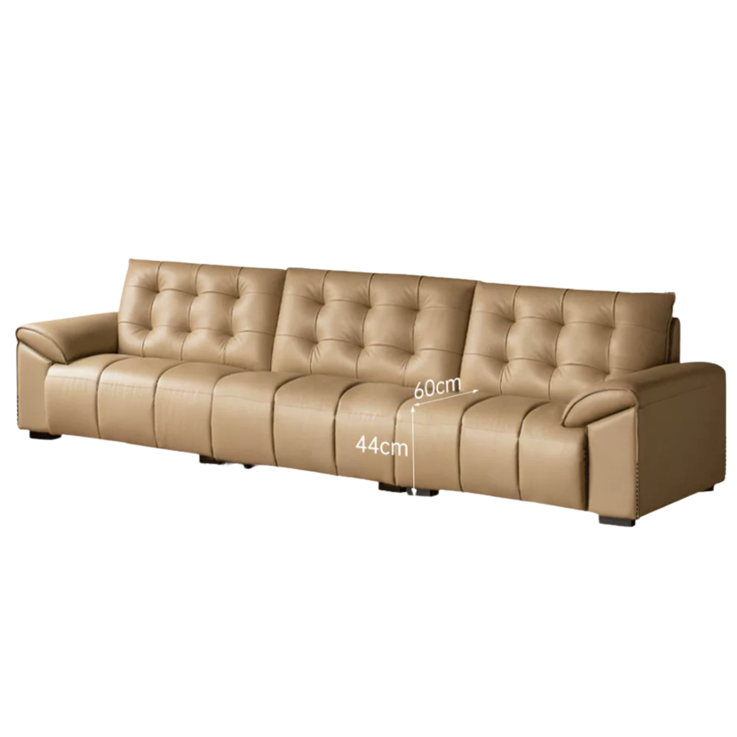 Genuine Leather Sofa with Biscuit Tufted Cushions and Track Arms