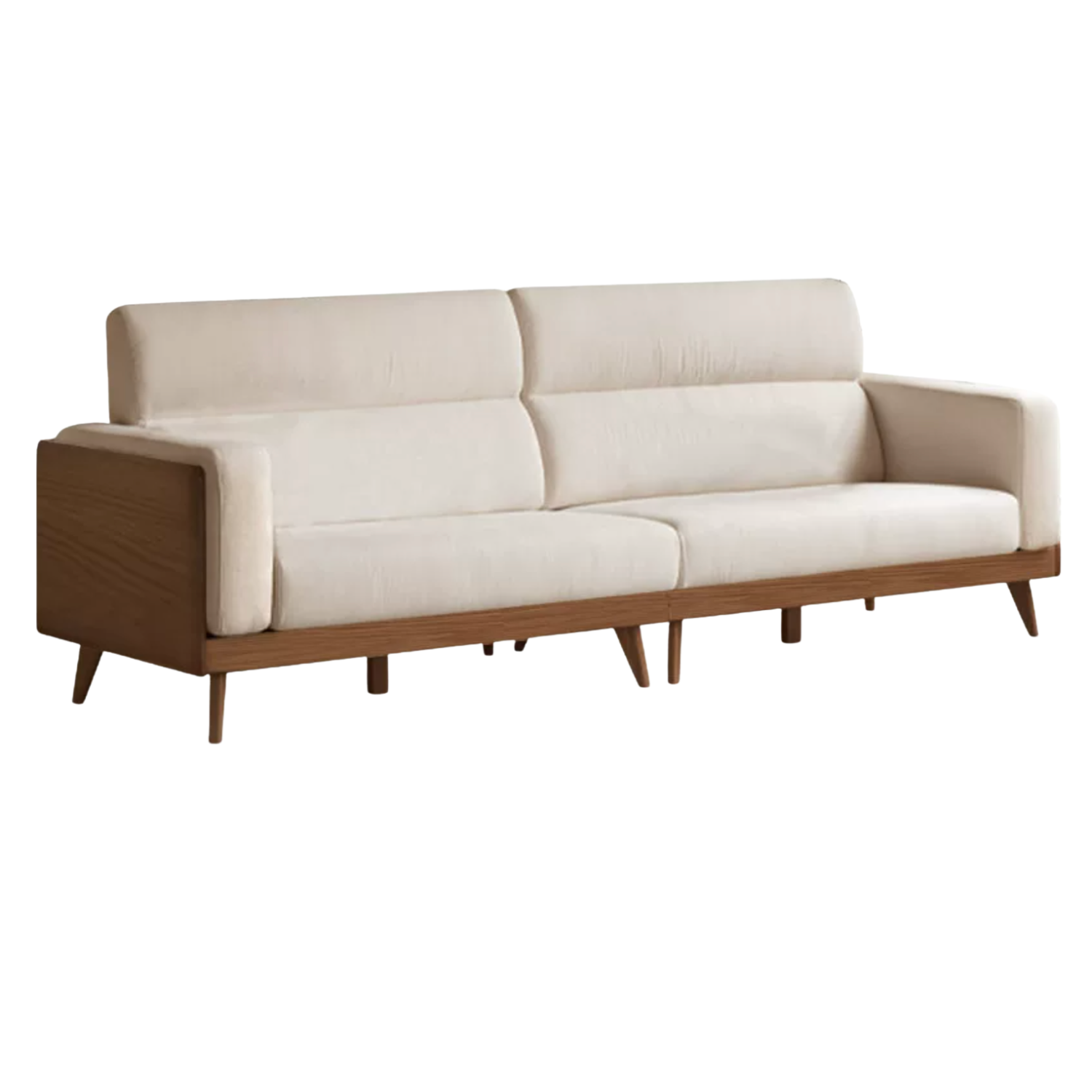 Black Walnut, Ash, Oak Solid Wood Minimalist Log Style Sofa with High Back