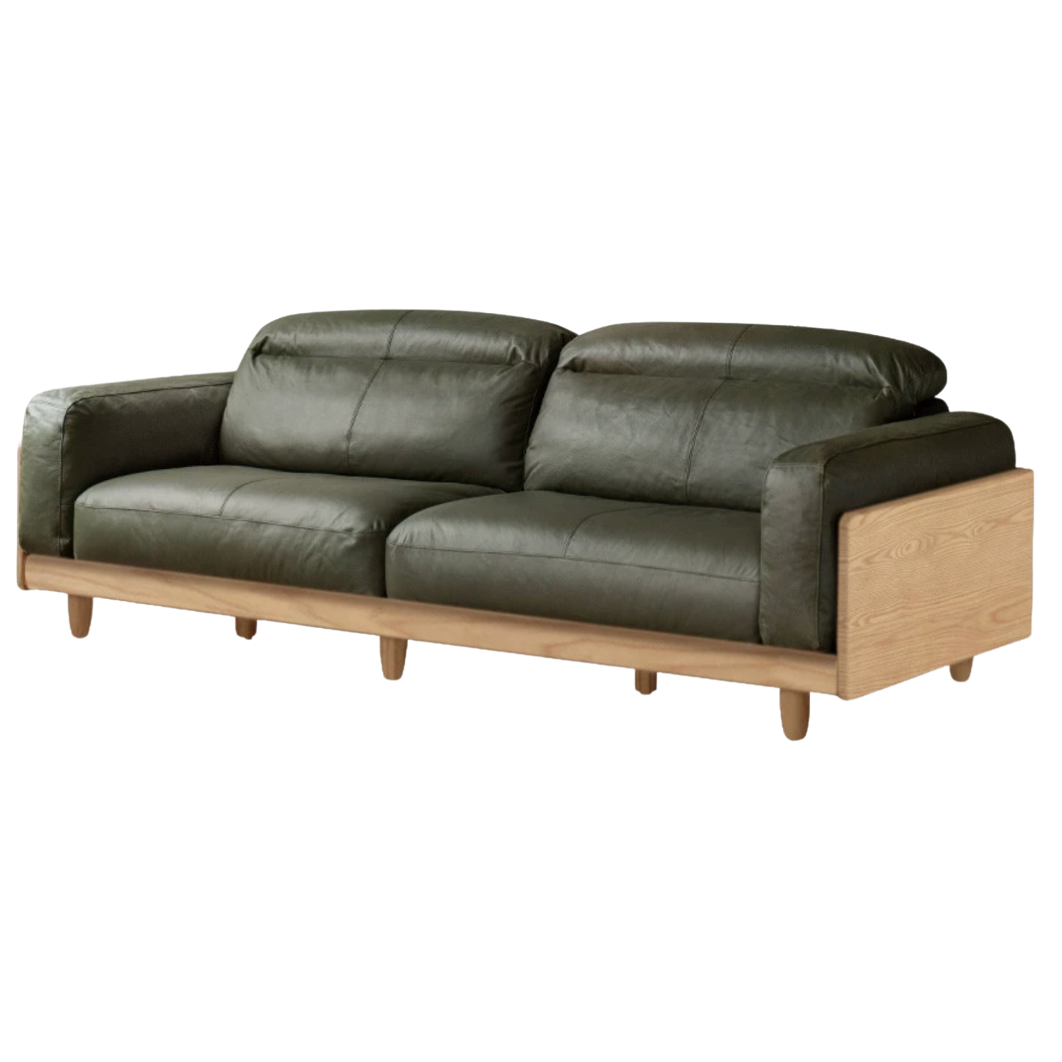 Black Walnut, Sandalwood, Ash Solid Wood Leather Sofa Italian Light Luxury.