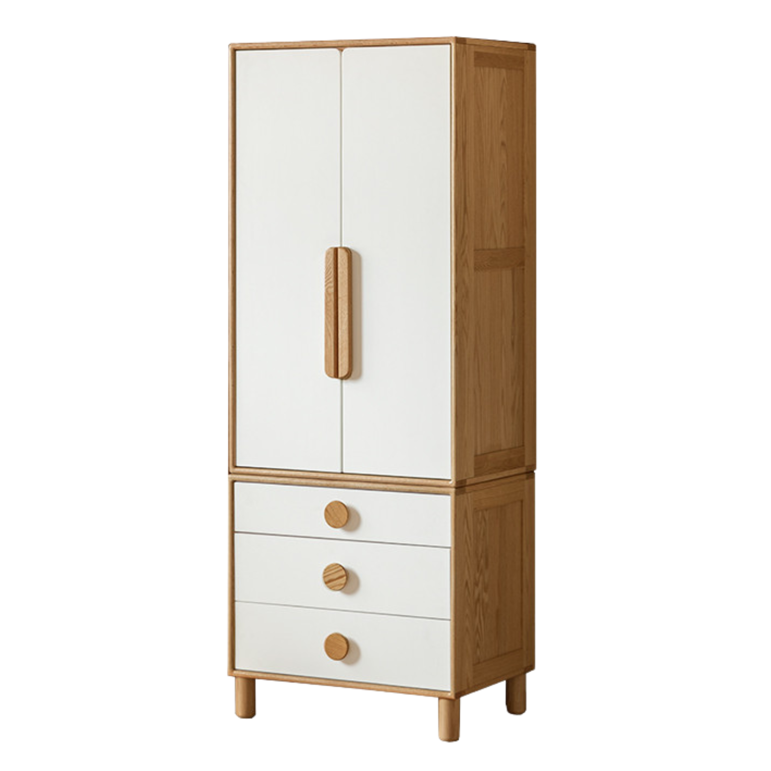 Oak Solid Wood Children's Wardrobe Combination Storage Cabinet