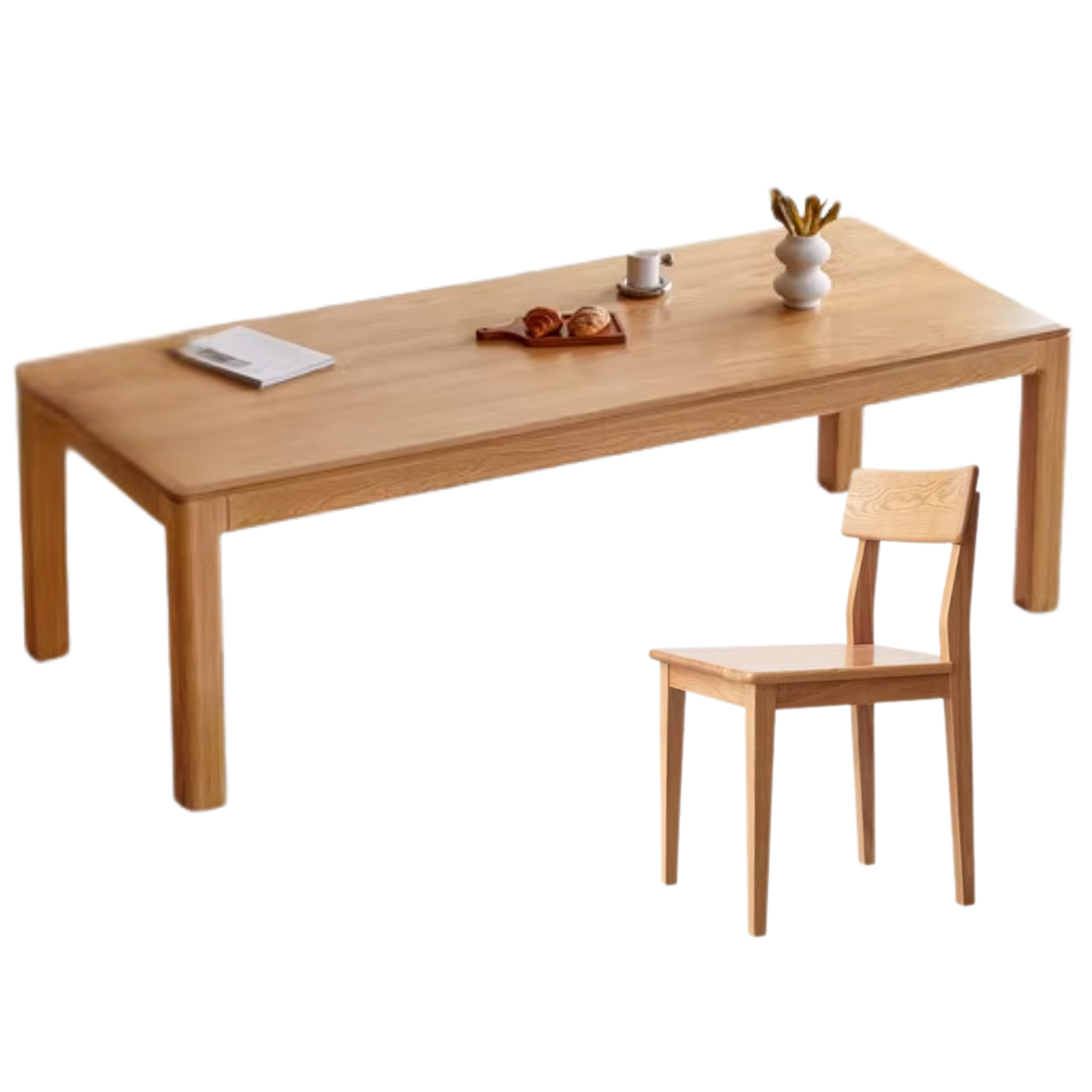 Oak, Red Oak Solid Wood Rectangular Dining Table