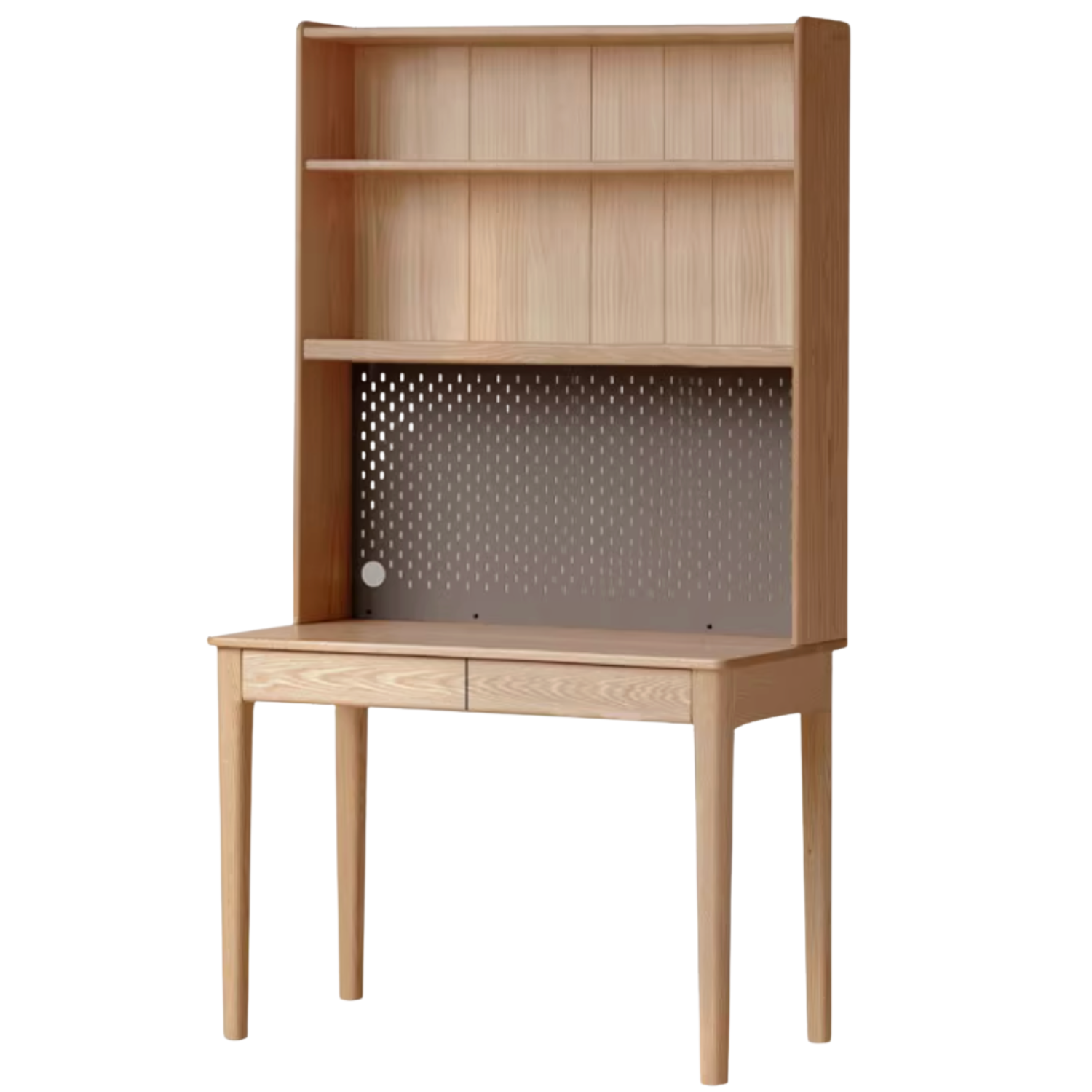 Oak, Ash Solid Wood Modern Desk Bookshelf Integrated