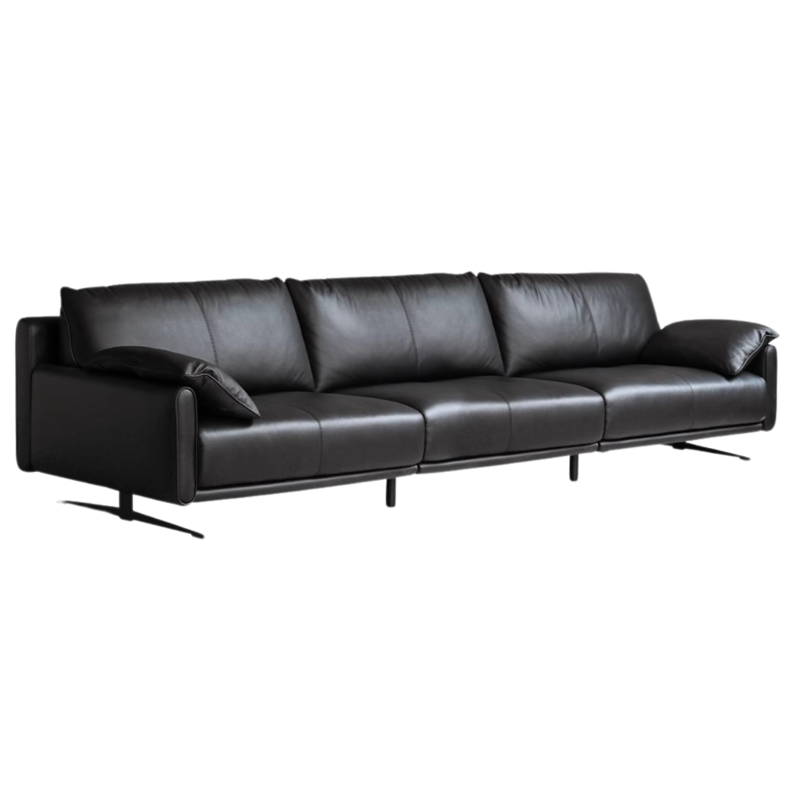 Leather Straight White Italian Sofa.