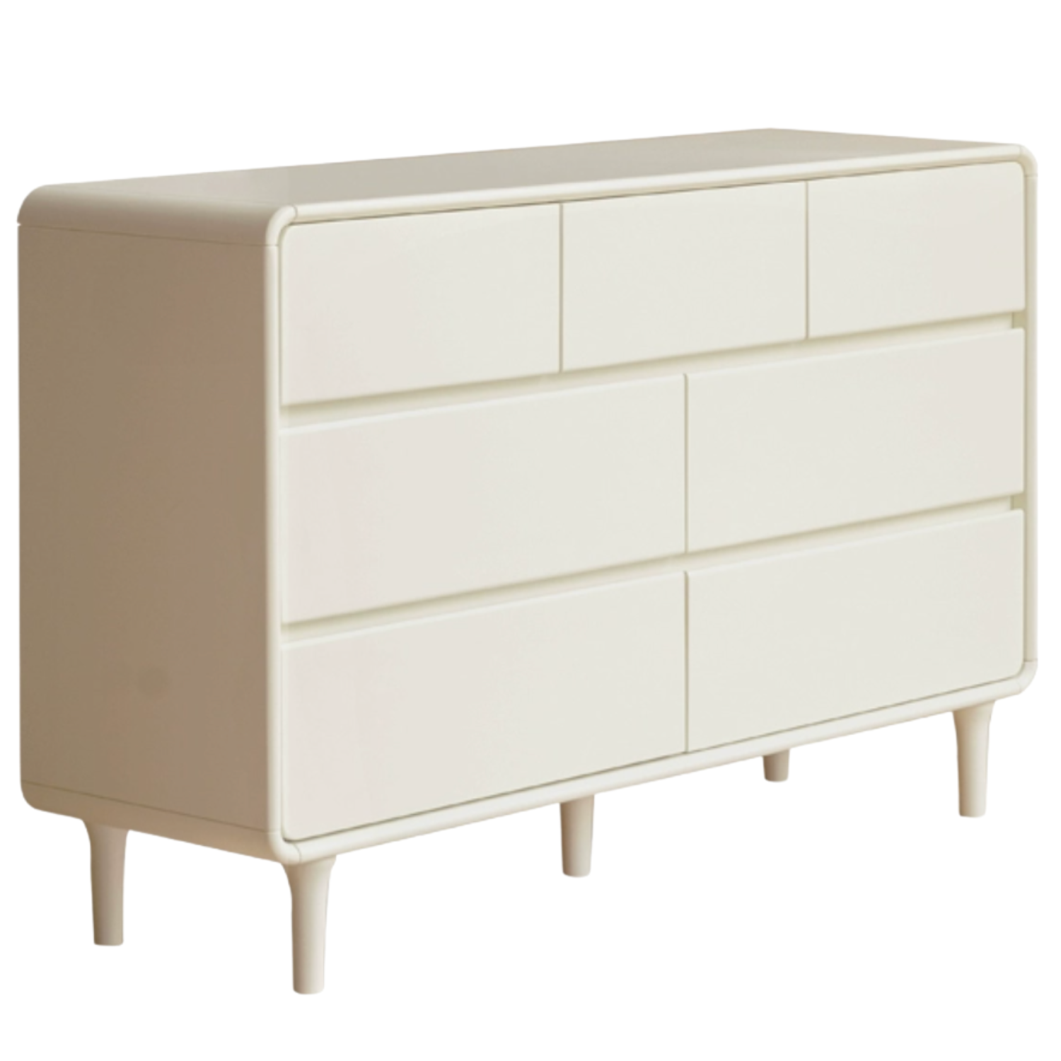 Solid Rubberwood Solid Wood Milky Cream Style Chest of Drawers