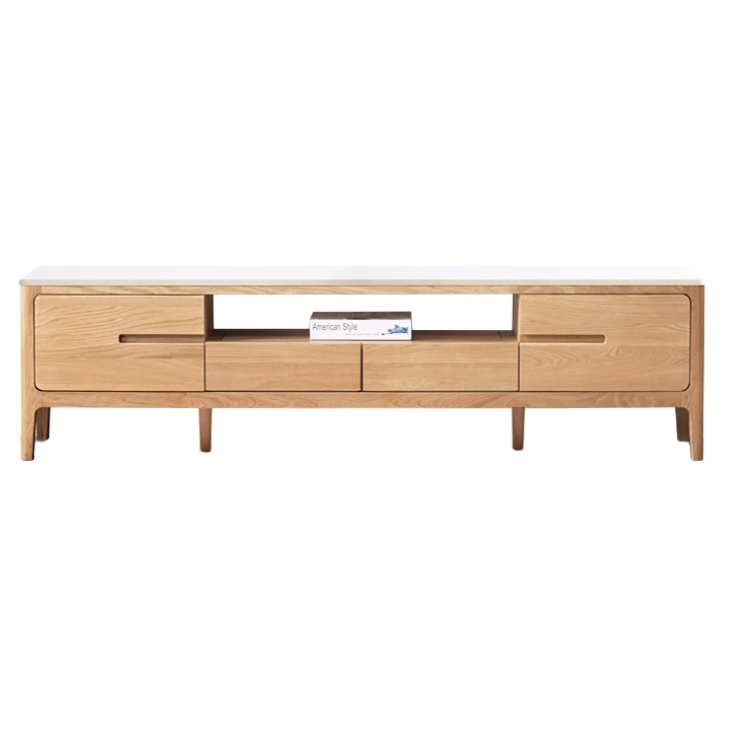 Oak, Solid Rubberwood Modern TV Stand