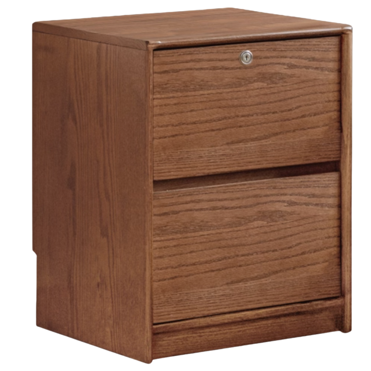 Oak Solid Wood Two Drawer Nightstand.