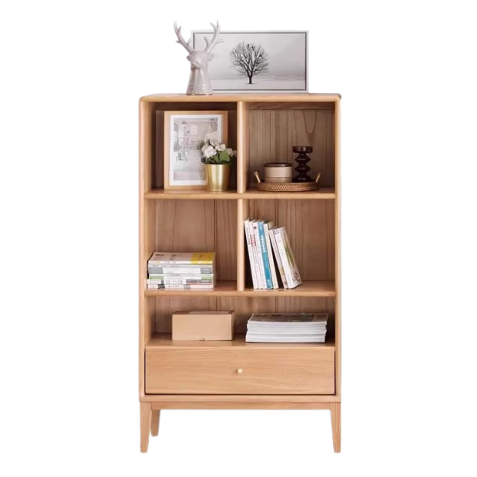 Oak Solid Wood Bookcase Bookshelf