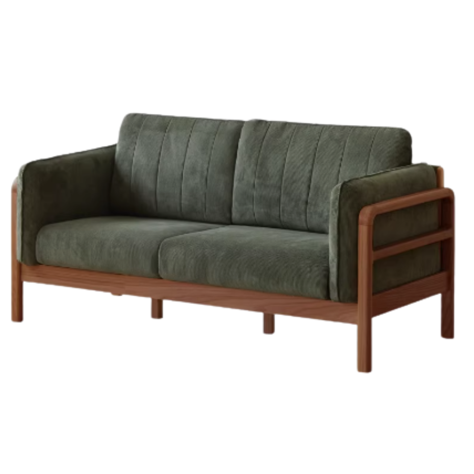Oak, Beech Solid Wood Modern Simple Fabric Straight Sofa