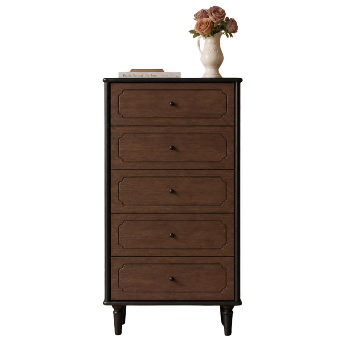 Ash, Rubberwood Solid Wood French Retro Chest of Drawers