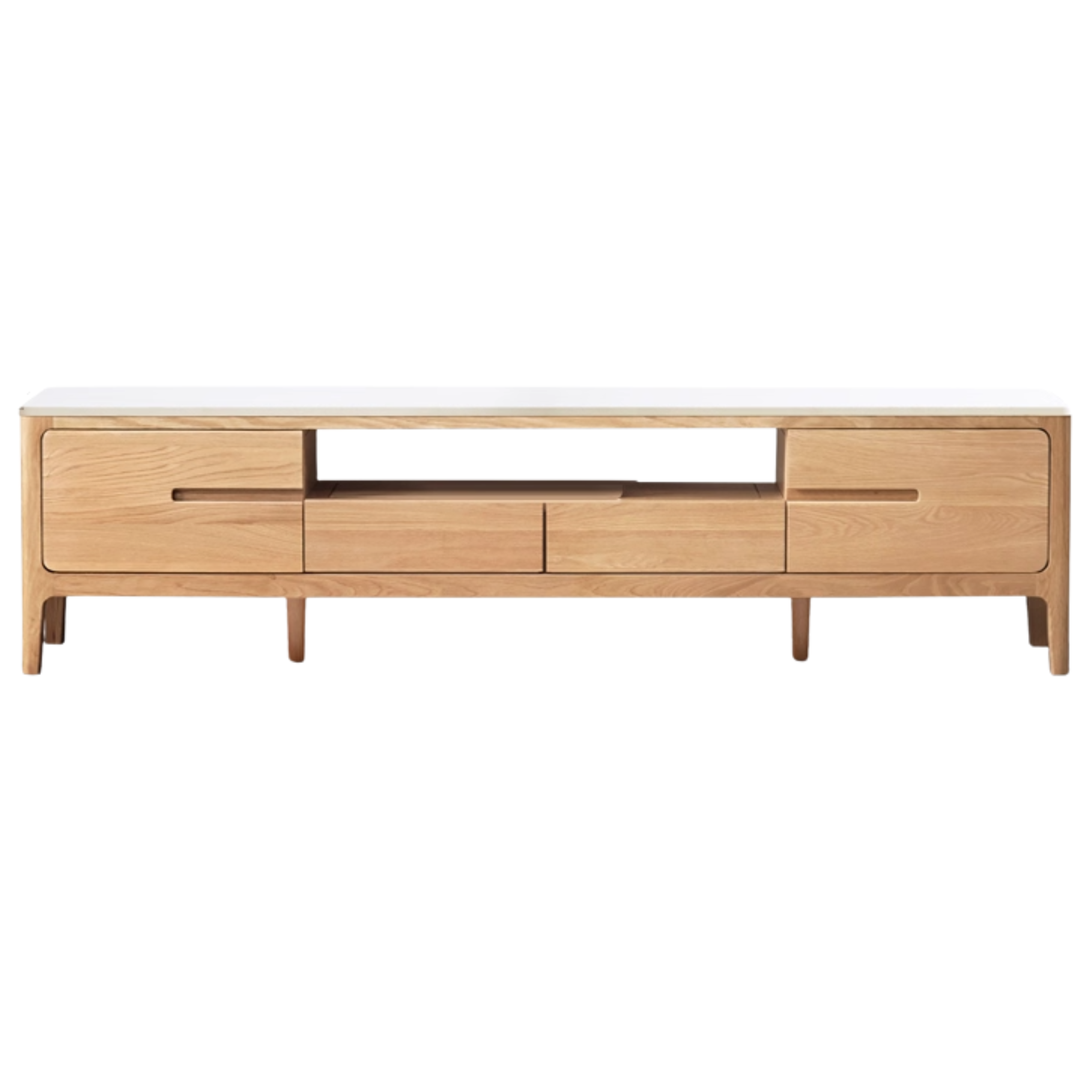 Oak, Solid Rubberwood Modern TV Stand