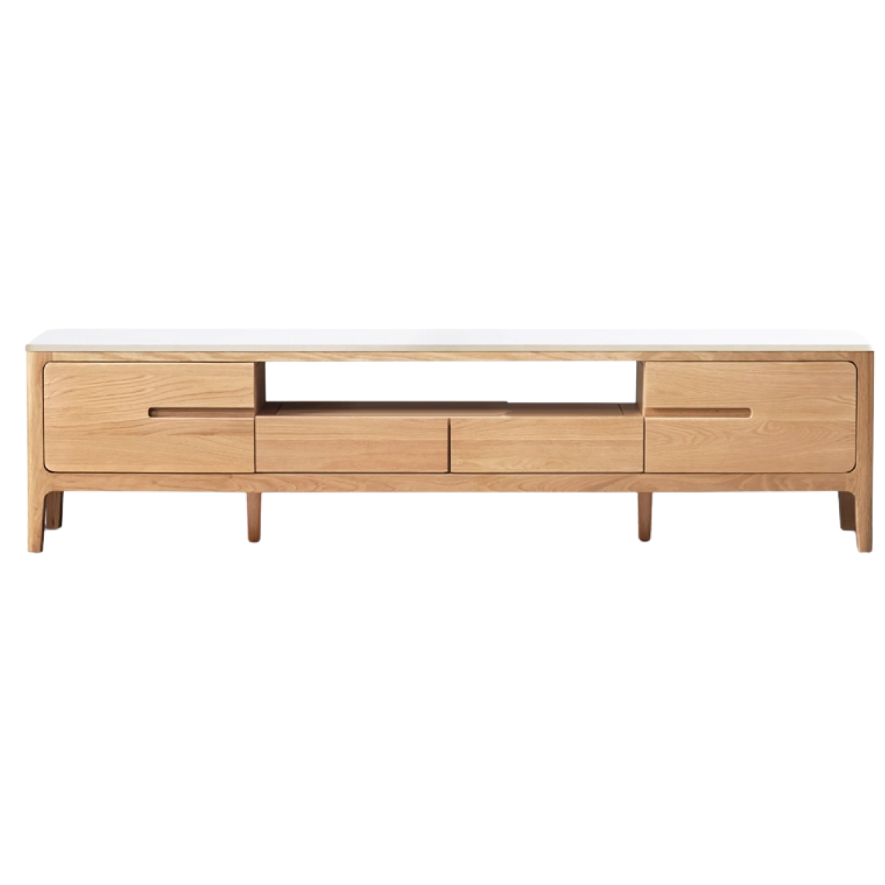 Oak, Solid Rubberwood Modern TV Stand