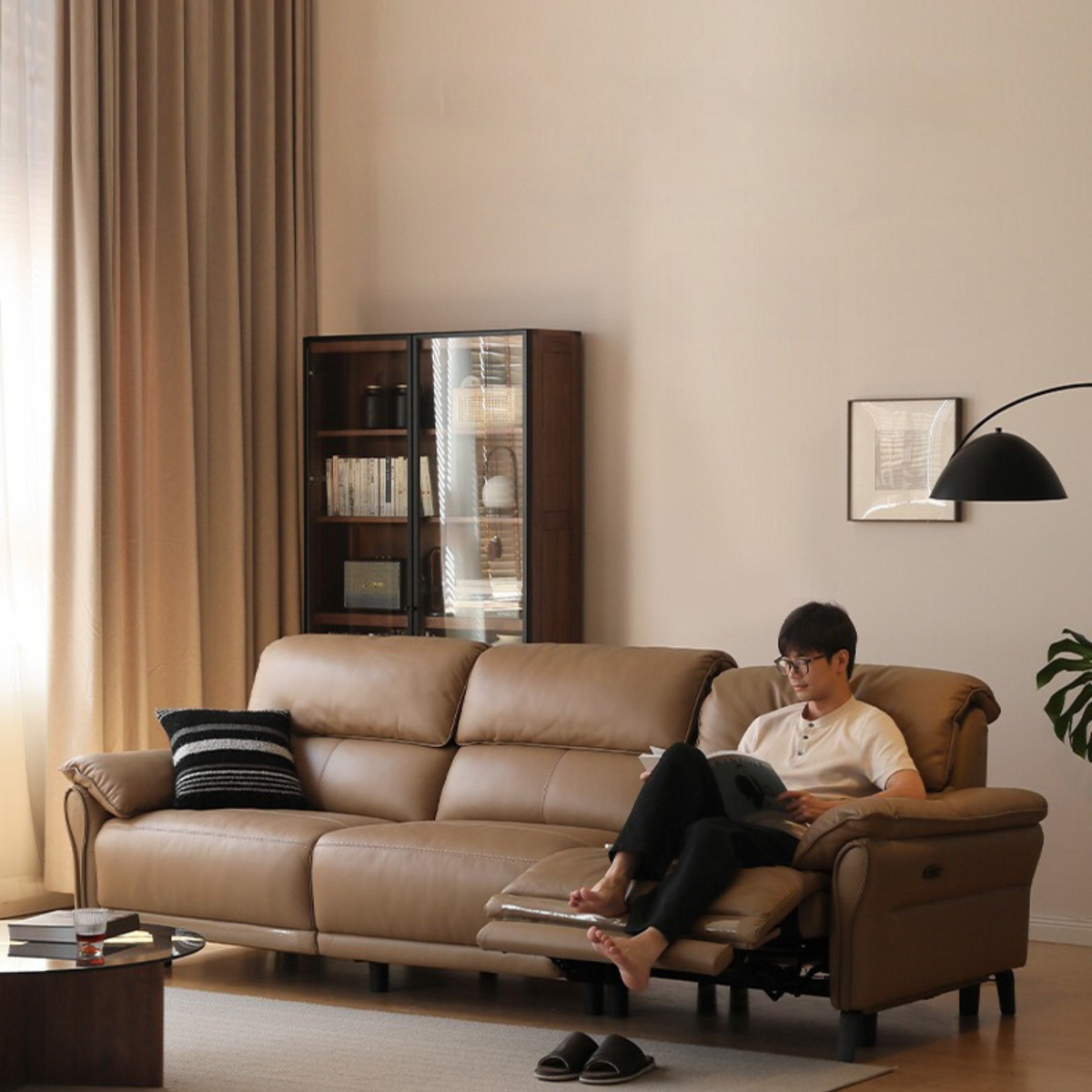 Genuine Leather Modern Zero Wall Power Reclining Sofa