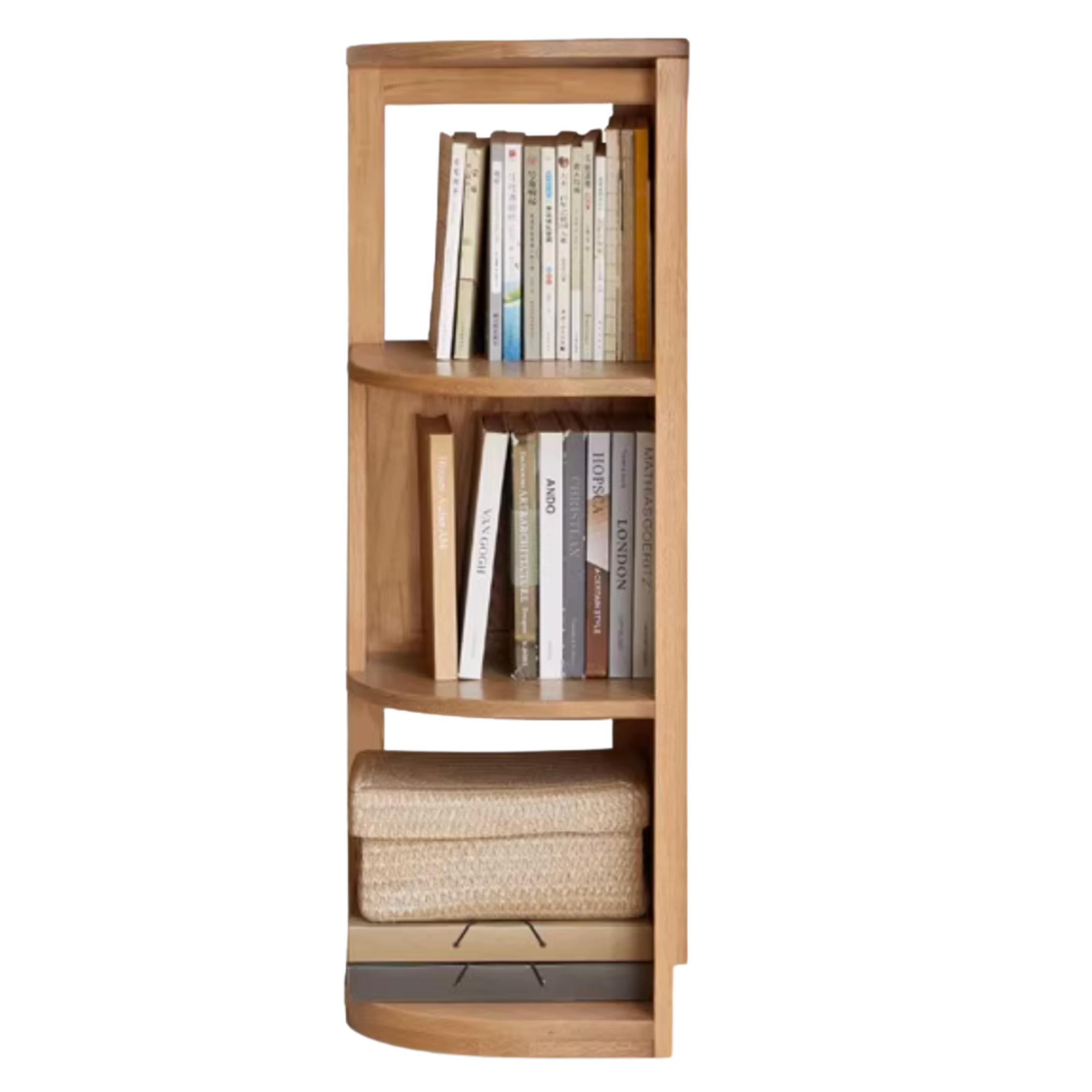 Oak, Rubbber Solid Wood Corner Bookshelf