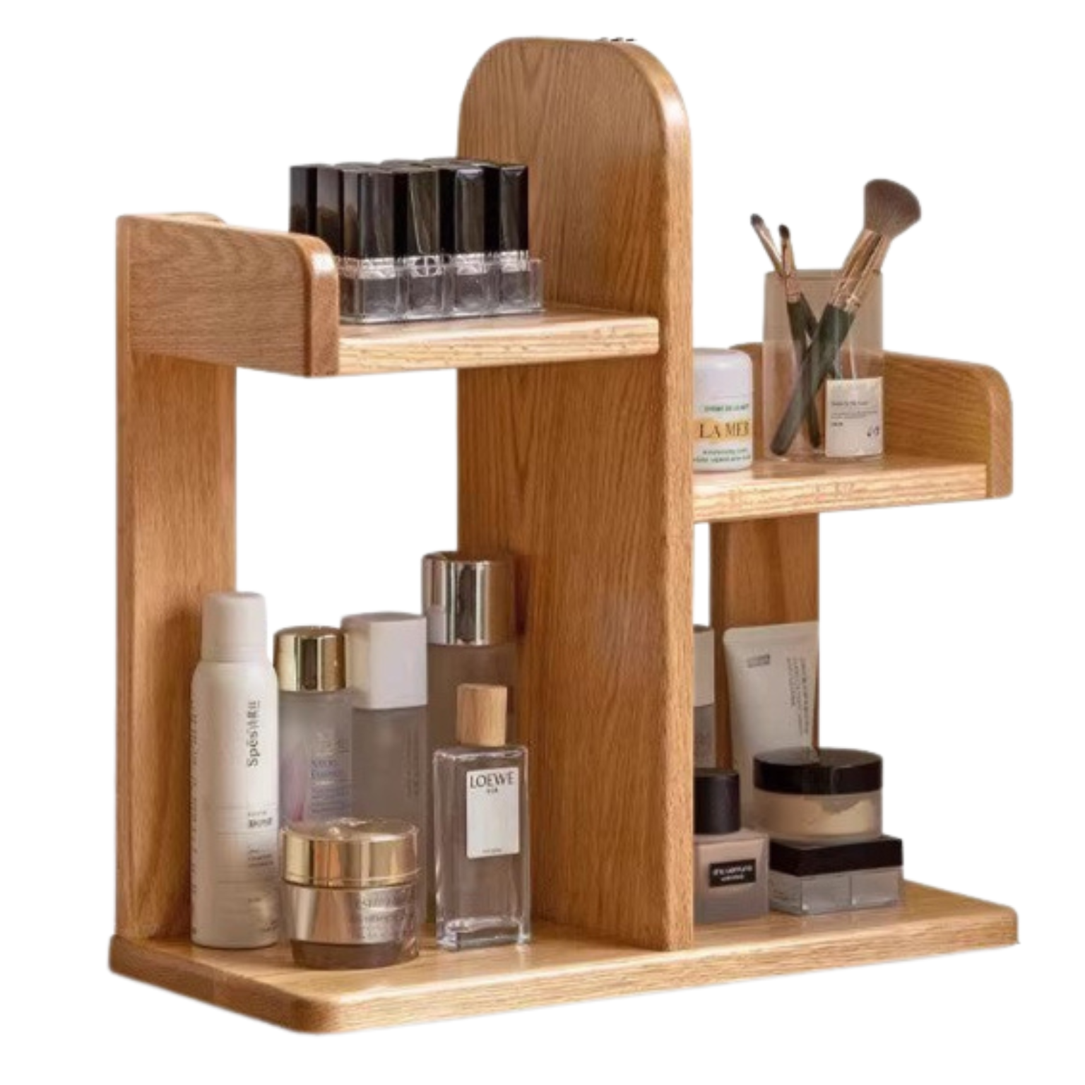 Oak, Solid RubberWood Desktop Multi-Layer Bookshelf