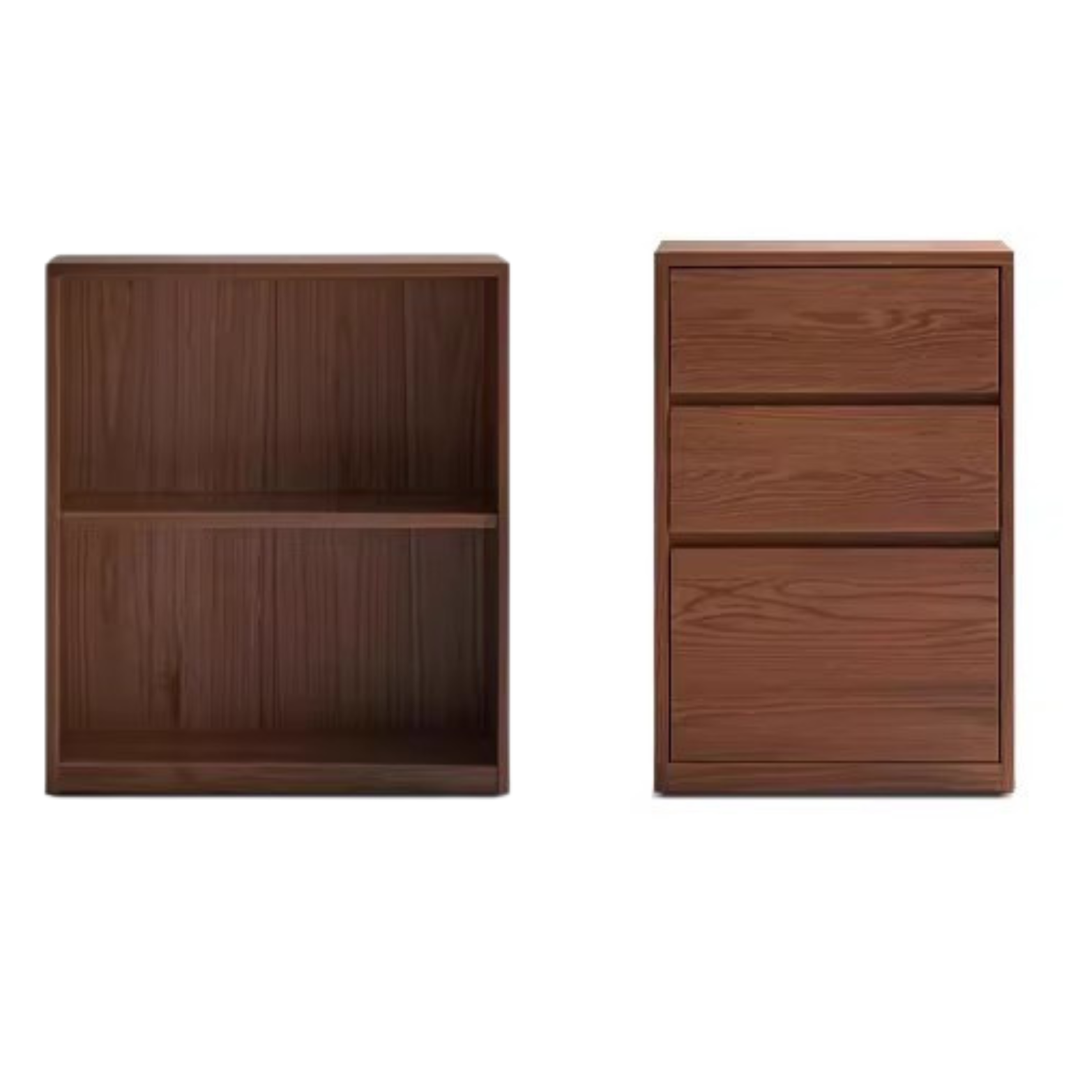 Black Walnut, Oak Solid Wood Low Bookcase, Modern Modular Storage Shelf Cabinet