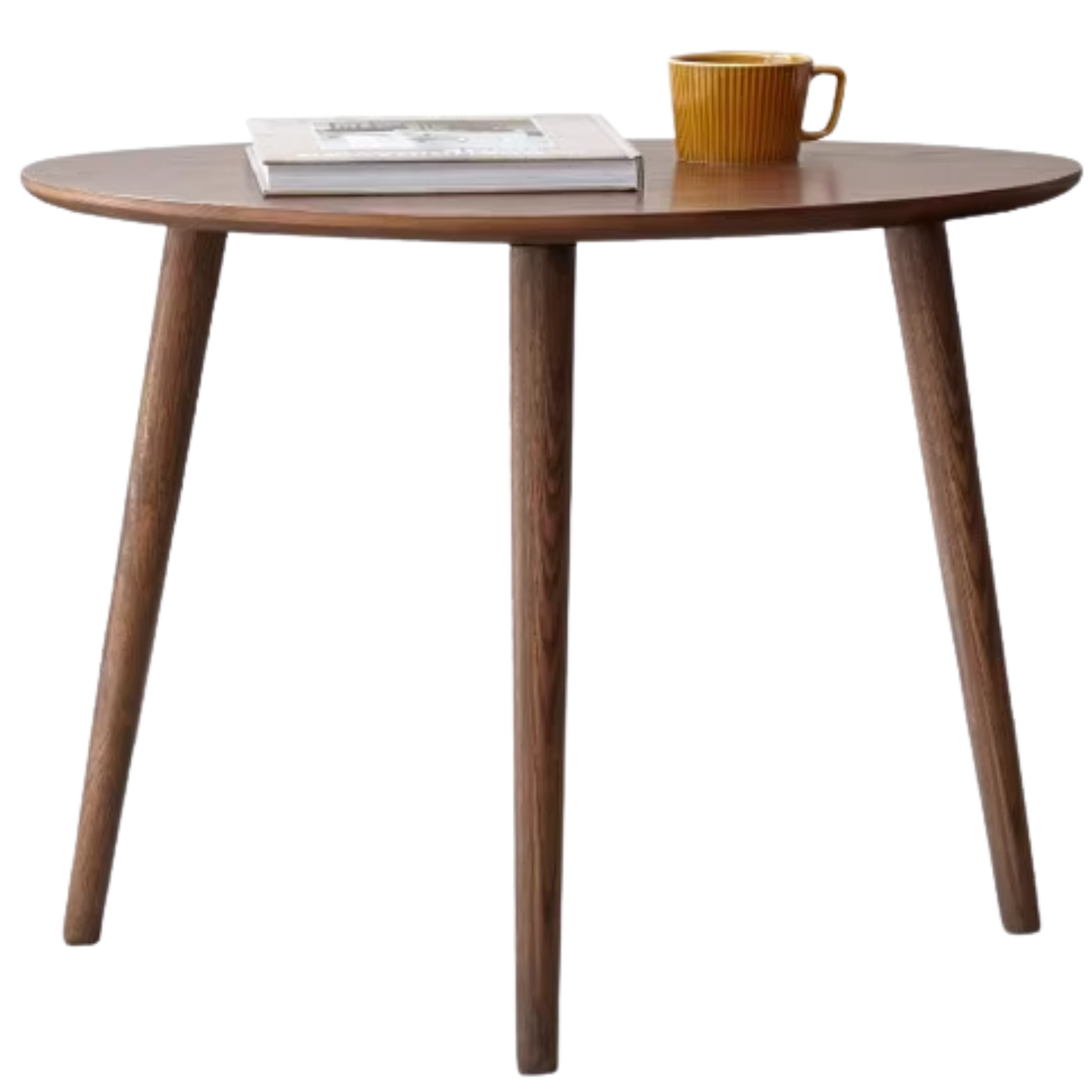 Rubberwood, Oak Solid Wood Walnut Color Side Table