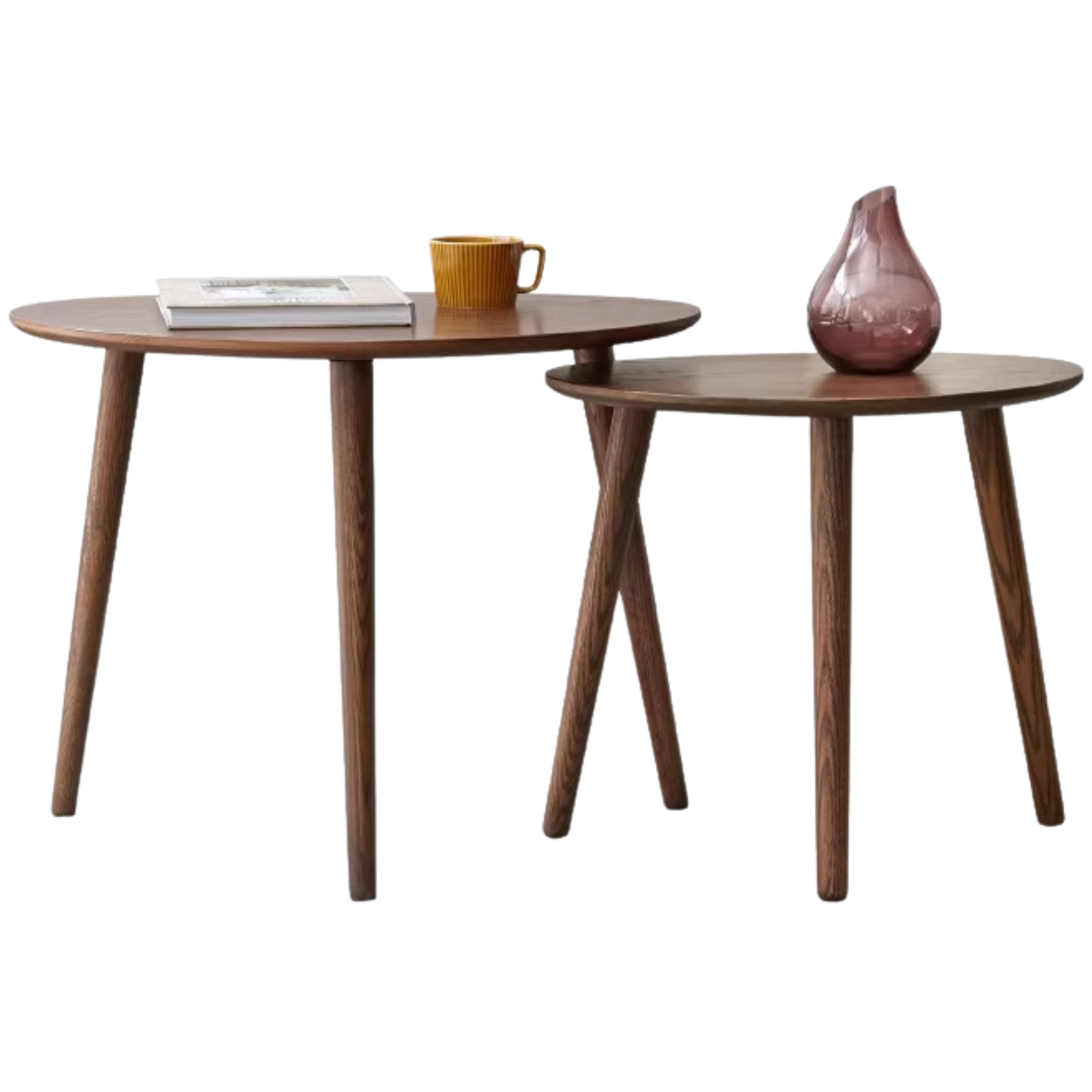 Rubberwood, Oak Solid Wood Walnut Color Side Table