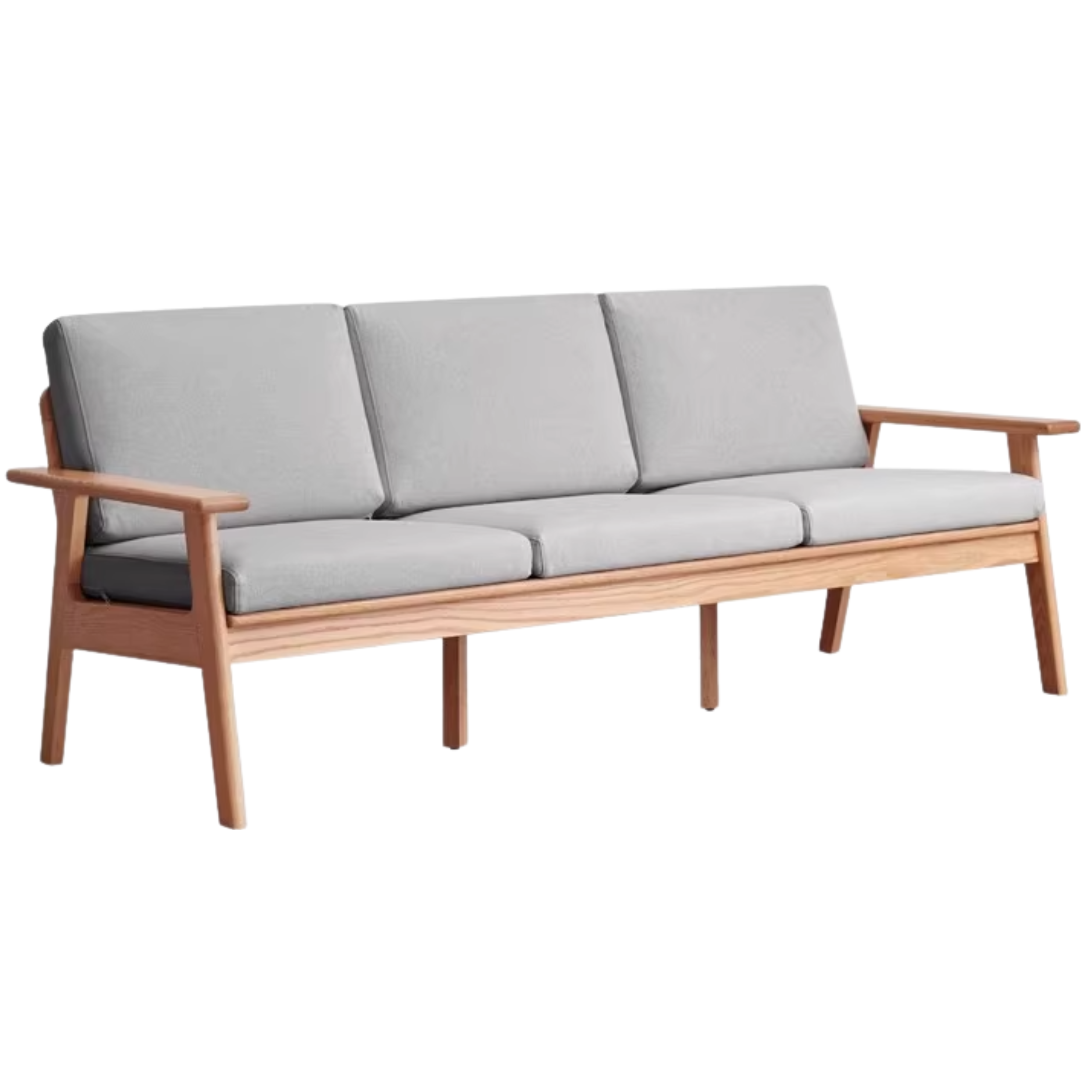 Oak, Pine Solid Wood Japanese-style Three-person Fabric Sofa