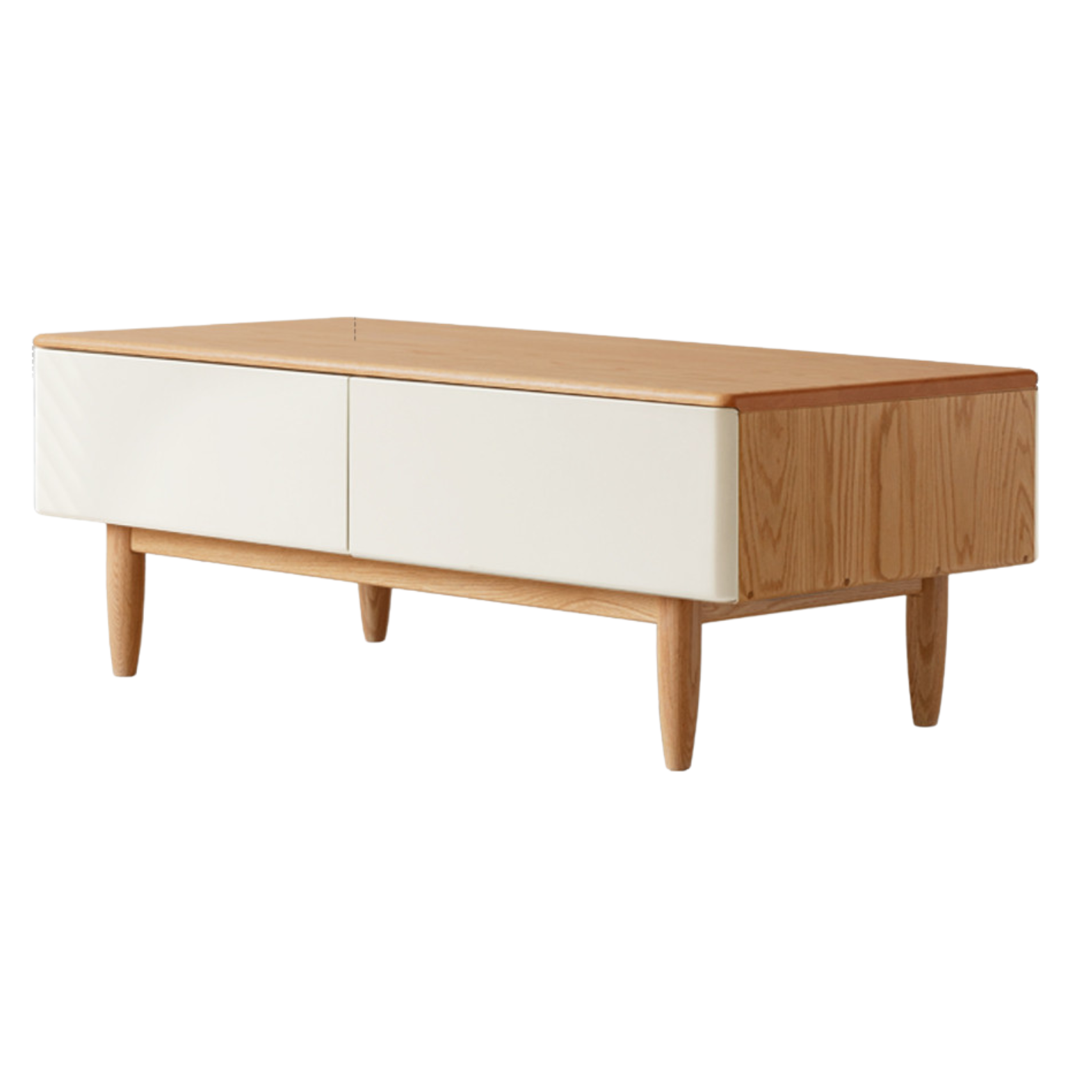 Oak Solid Wood Modern Coffee Table With Drawer