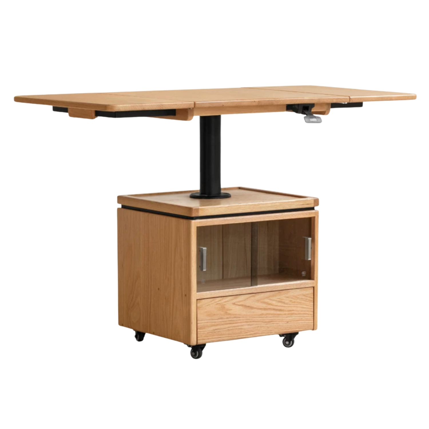 Oak Solid Wood Modern Mobile Elevating Coffee Table
