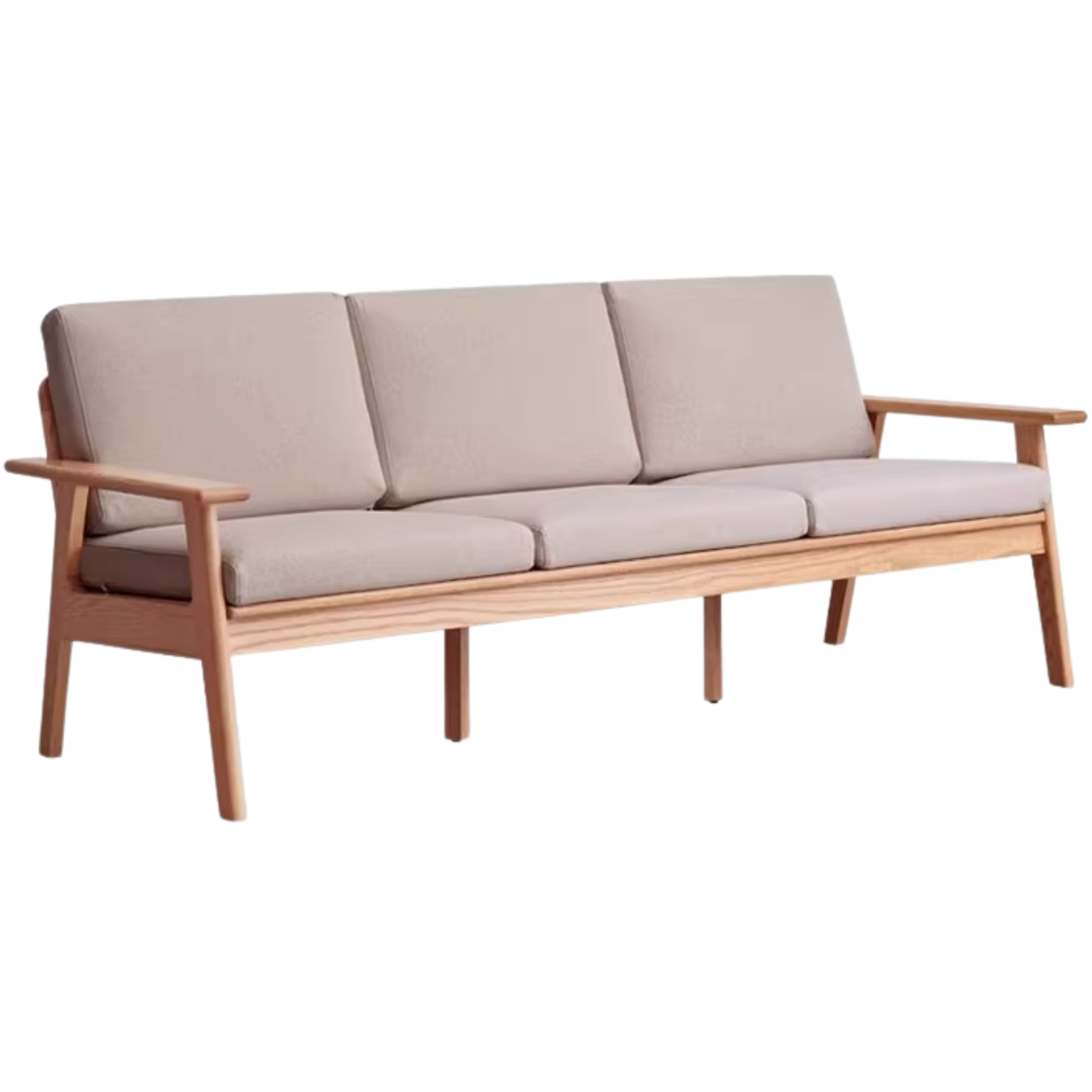 Oak, Pine Solid Wood Japanese-style Three-person Fabric Sofa