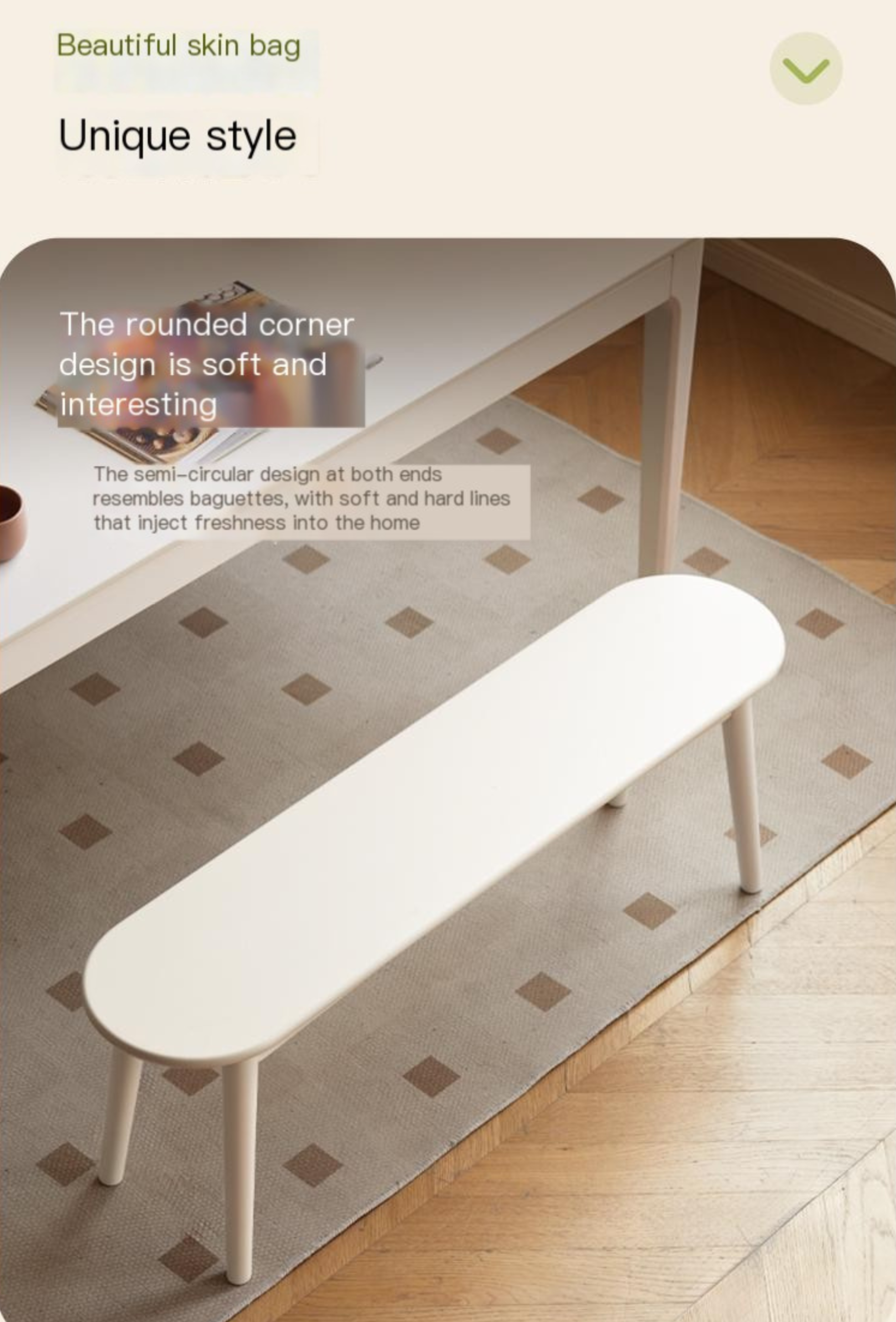 Solid Rubberwood Long Bench
