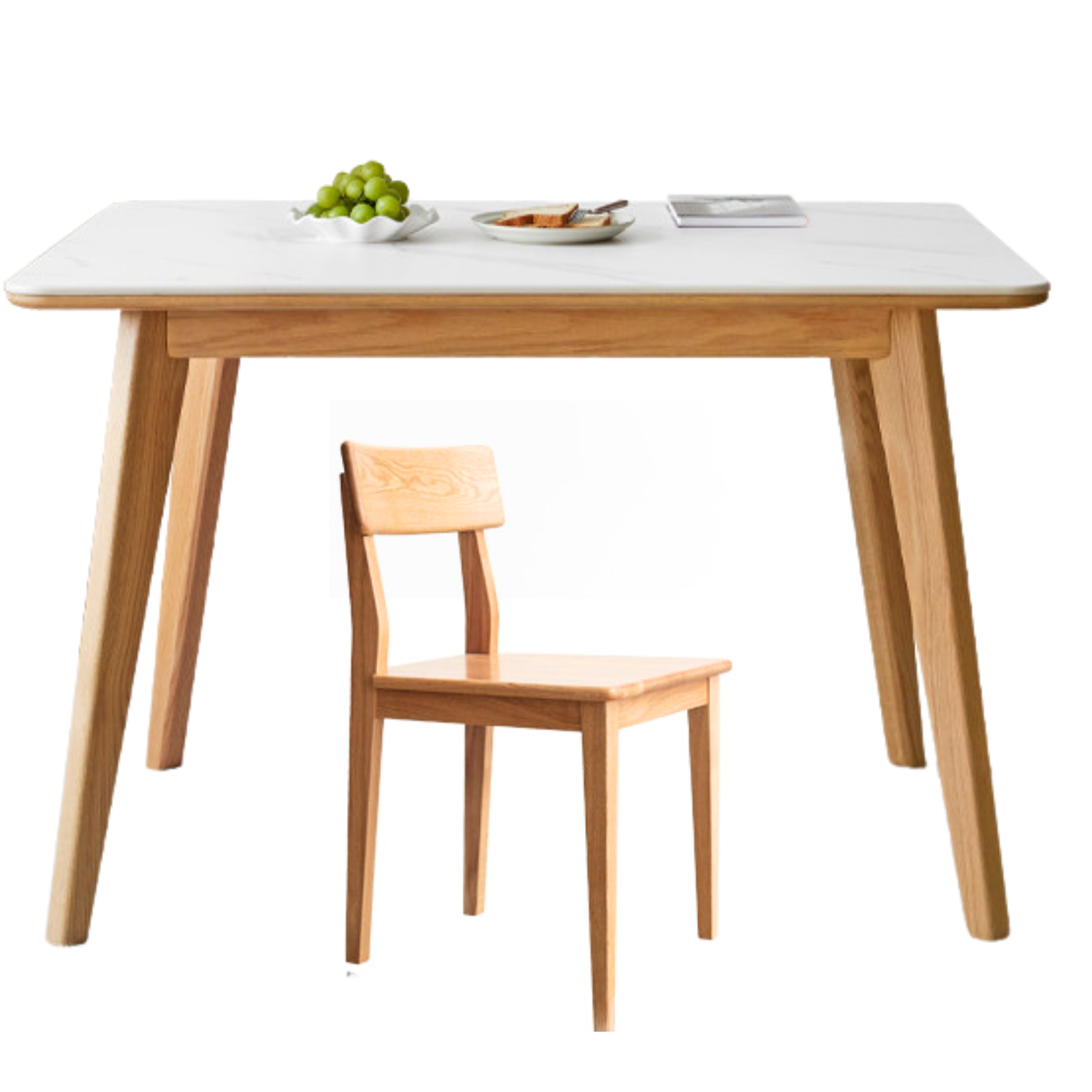 Ash, Oak Solid Wood Modern Rock Plate Dining Table