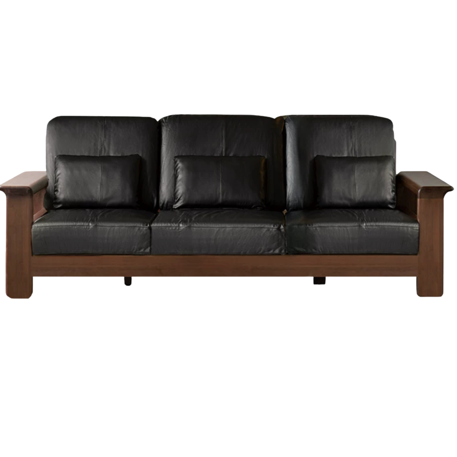 Black Walnut Solid Wood, Ash, Sandalwood, Genuine Leather, fabrics Designer Sofa with Deep, Structured Silhouette