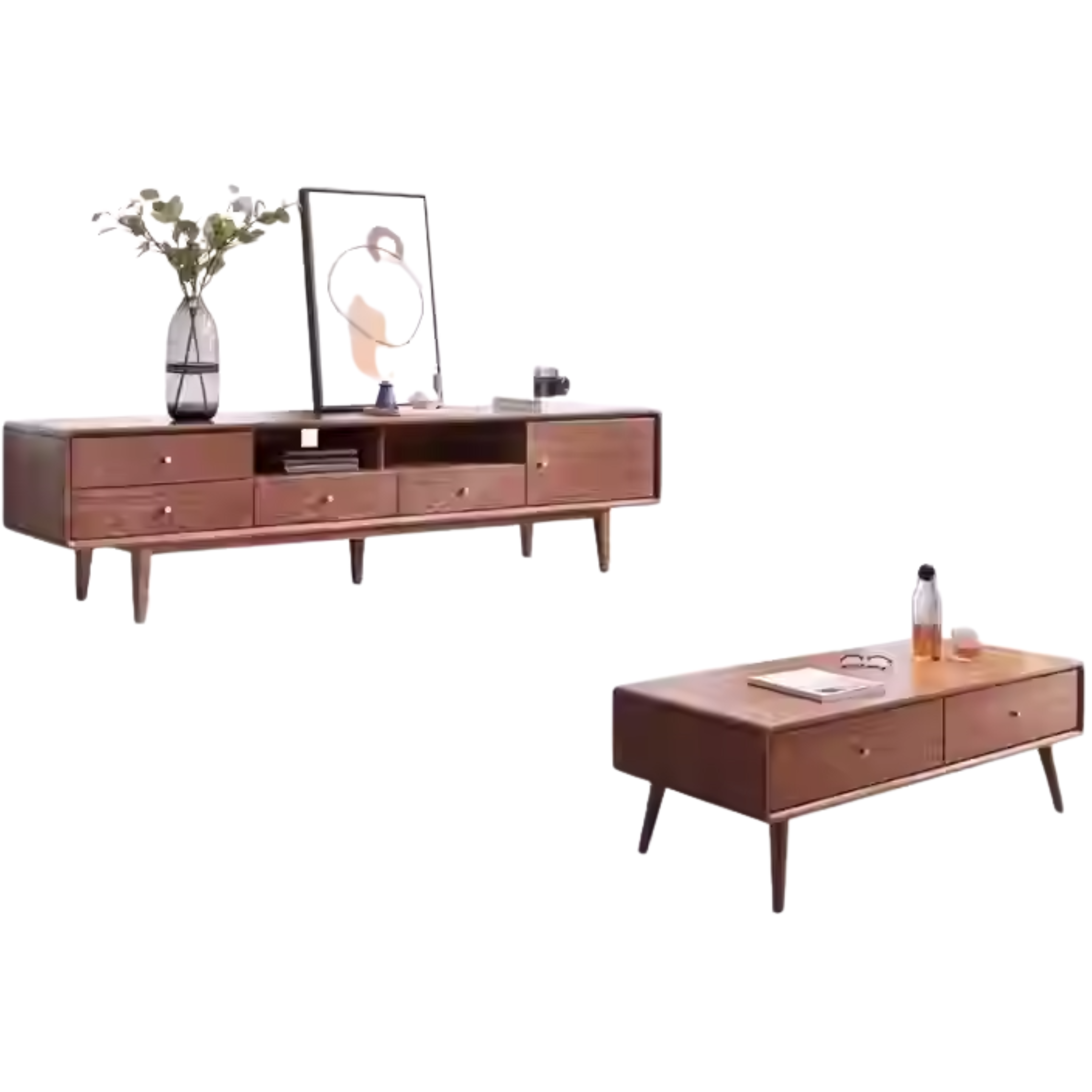 Oak Solid Wood Nordic Floor TV Cabinet.