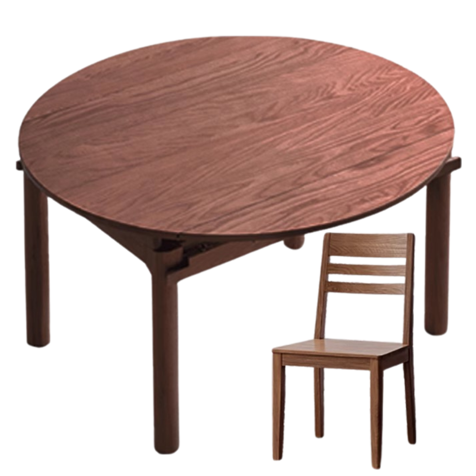 Black Walnut, Ash, Oak Solid Wood Folding Round Dining Table